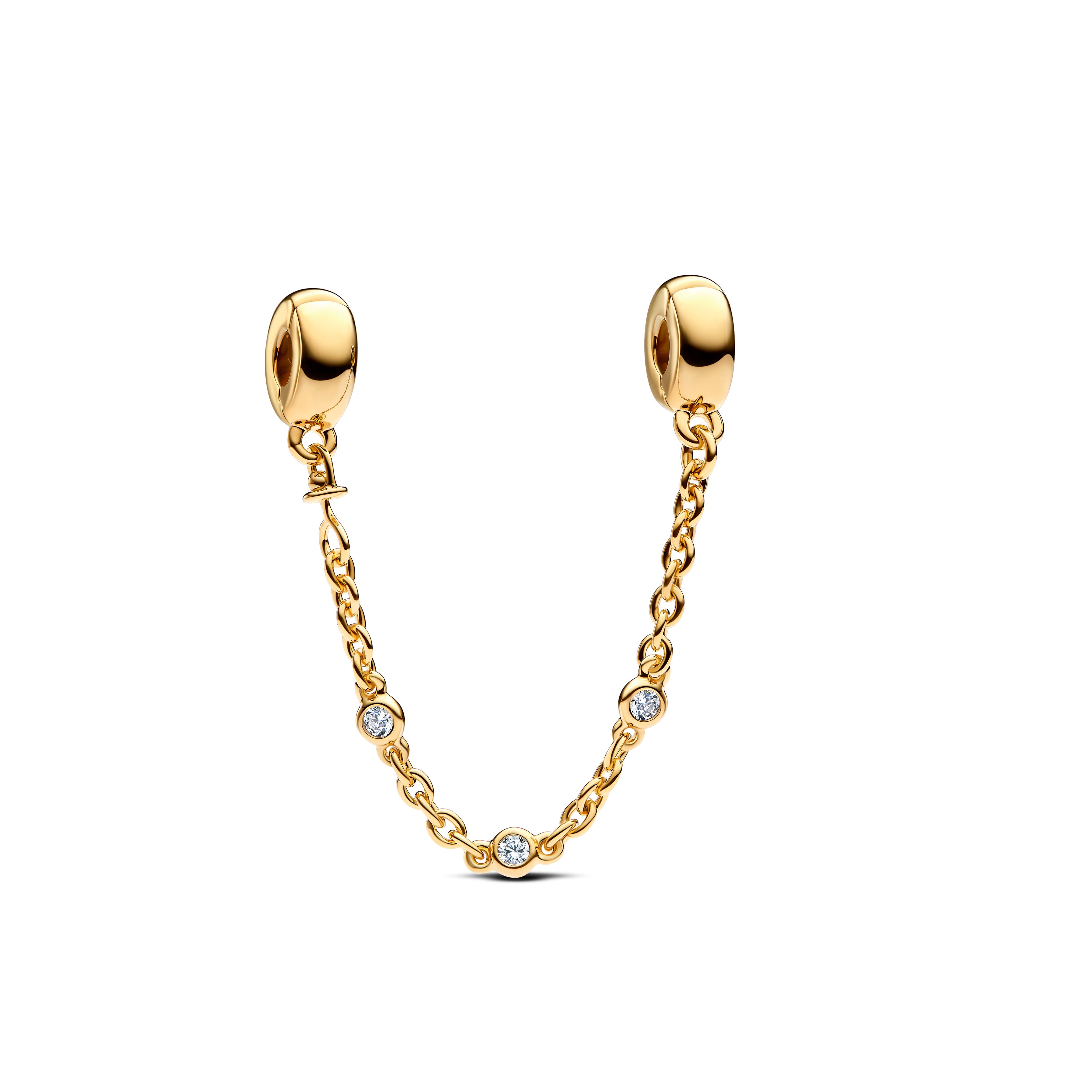 14K Gold-Plated Safety Chain Clip With Clear Cubic Zirconia And Silicone