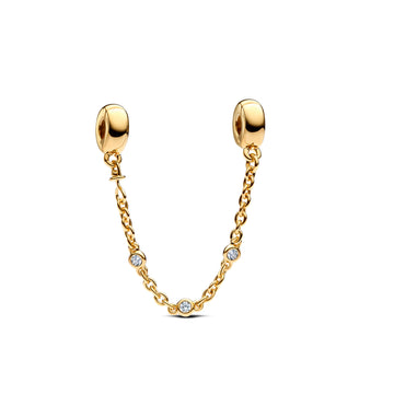 14K Gold-Plated Safety Chain Clip With Clear Cubic Zirconia And Silicone
