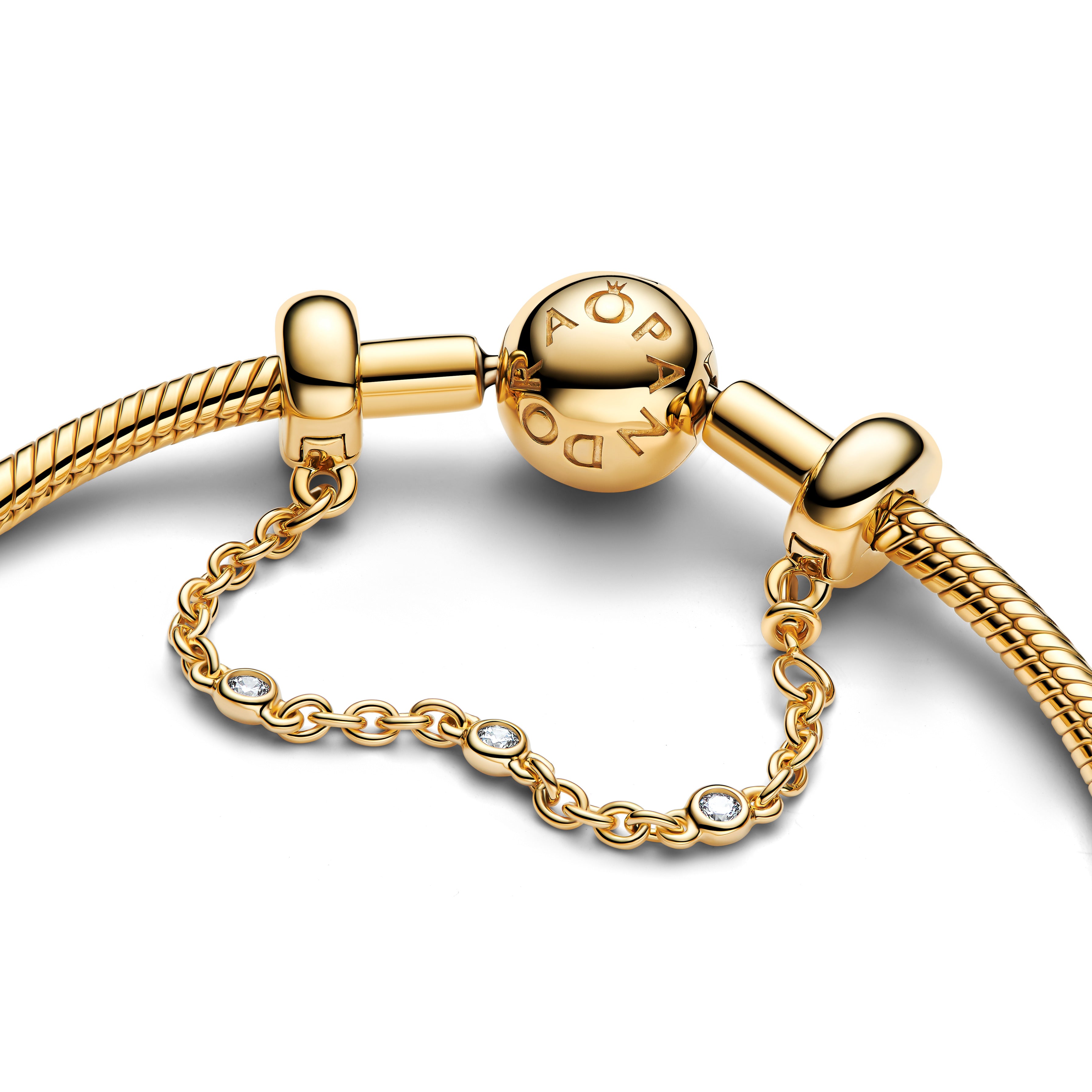 14K Gold-Plated Safety Chain Clip With Clear Cubic Zirconia And Silicone