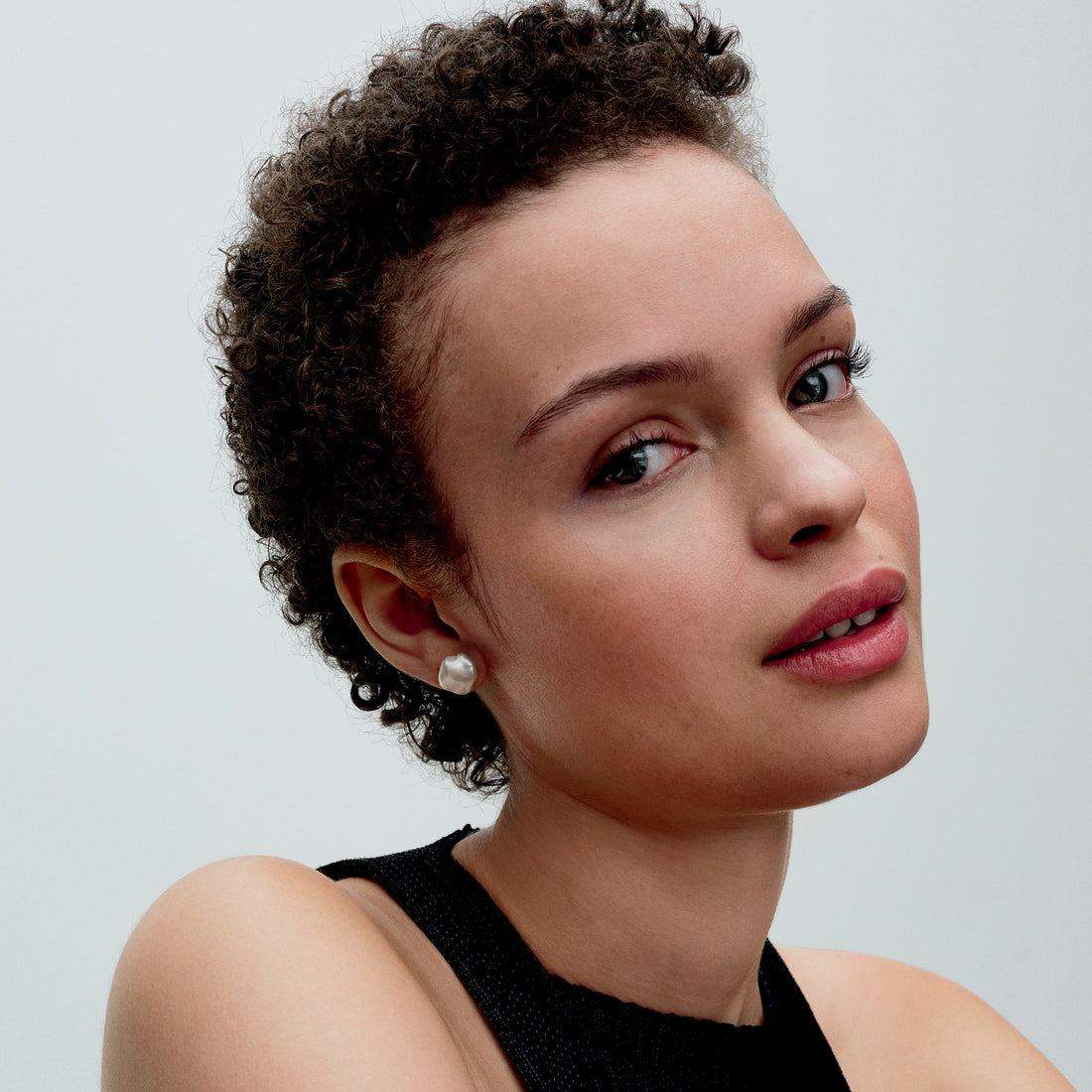 14K Gold-Plated Stud Earrings With Baroque White Treated Freshwater Cultured Pearl