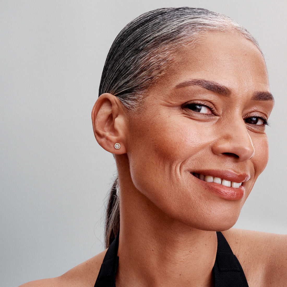 14K Gold-Plated Stud Earrings With Clear Cubic Zirconia