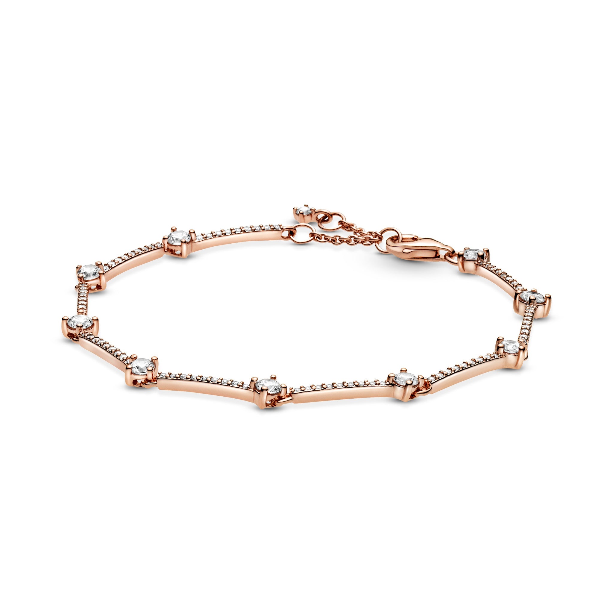 14K Rose Gold-Plated Bracelet With Clear Cubic Zirconia
