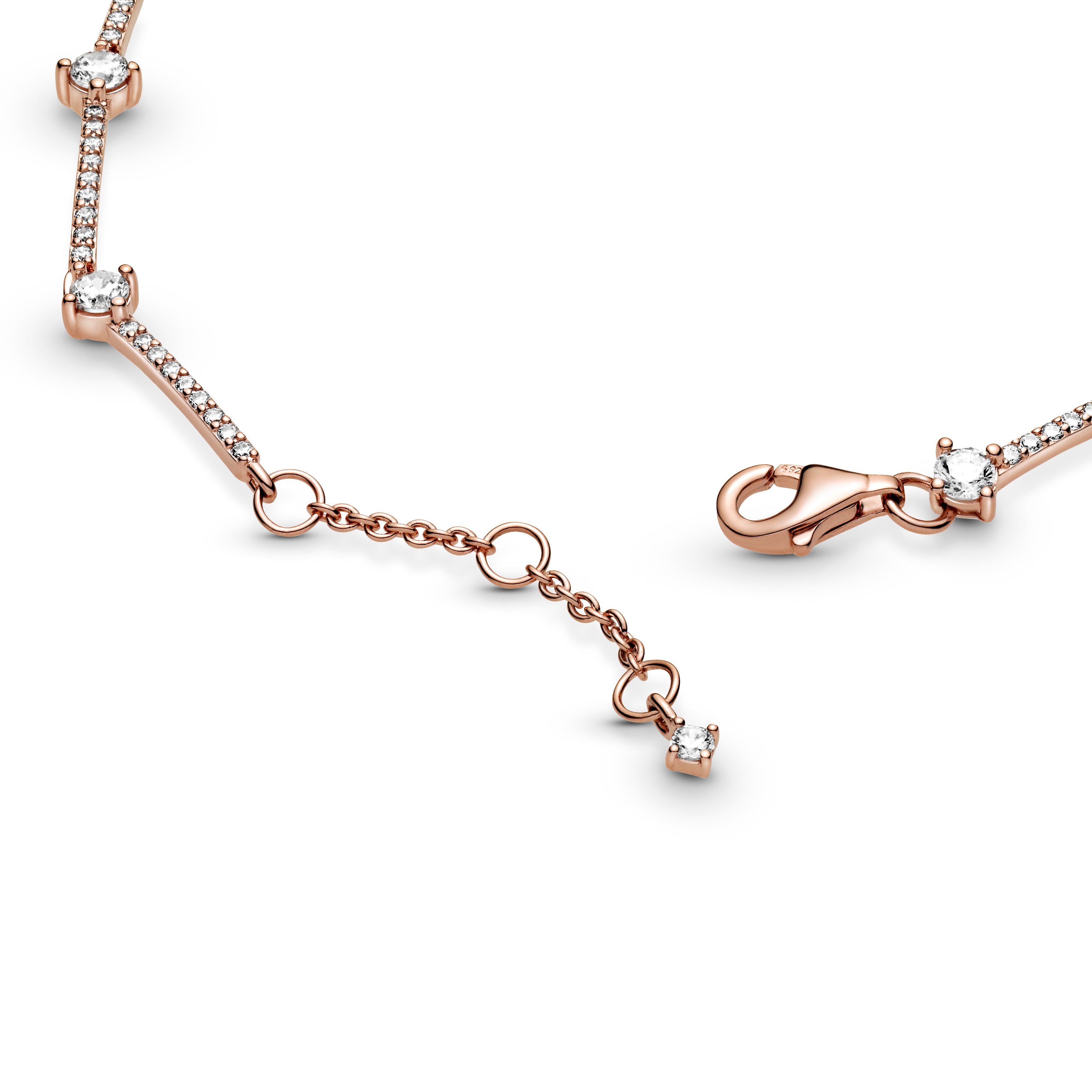 14K Rose Gold-Plated Bracelet With Clear Cubic Zirconia