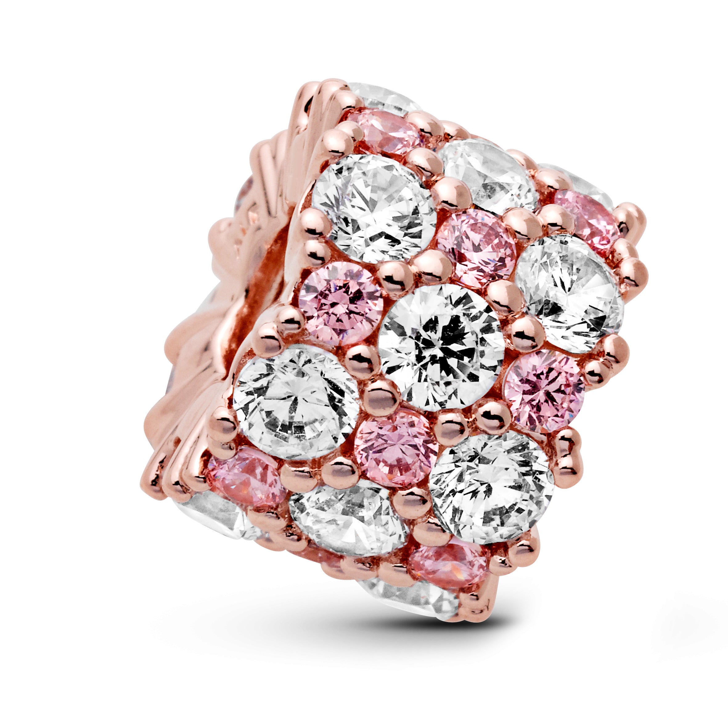 14K Rose Gold-Plated Charm With Clear And Fancy Fairy Tale Pink Cubic Zirconia