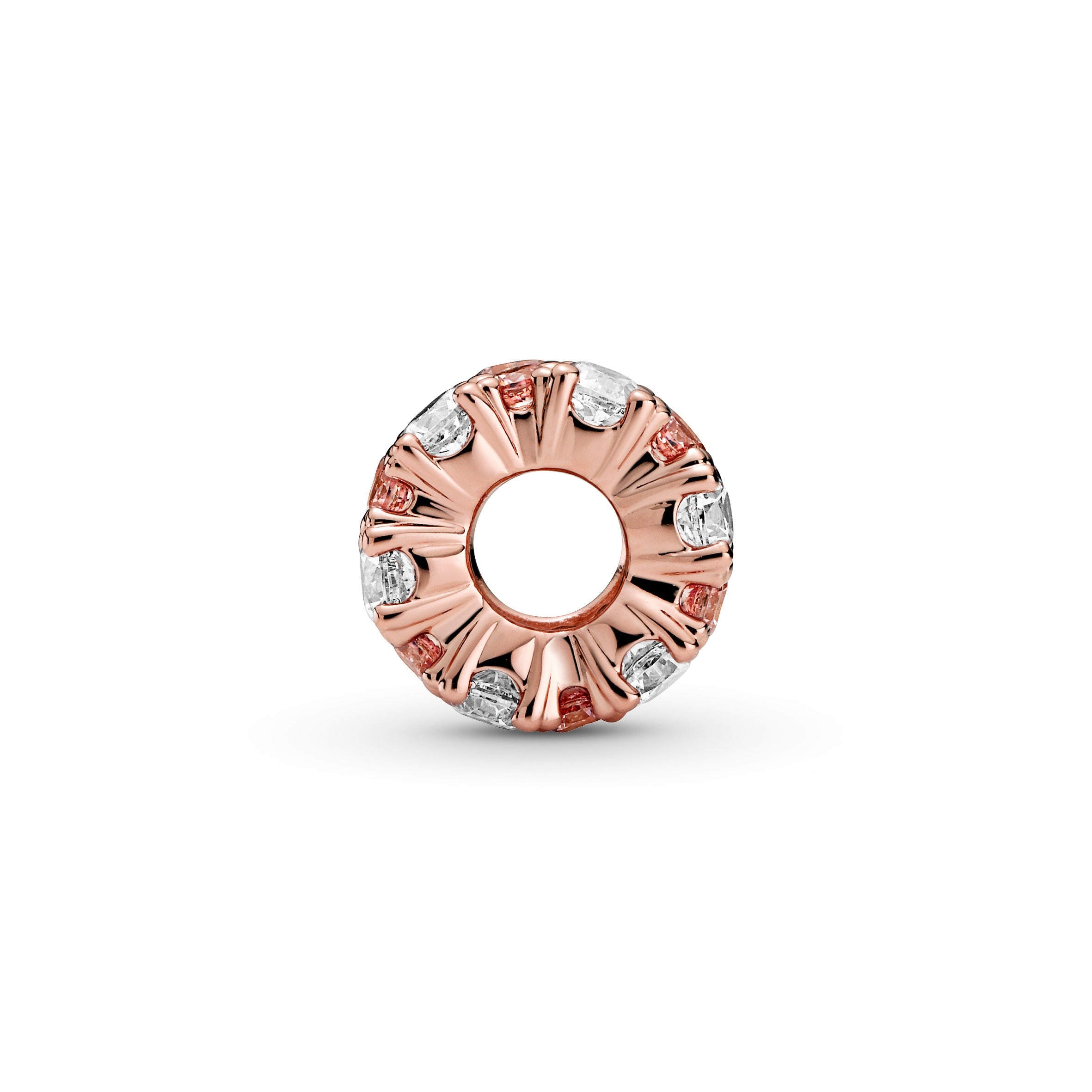 14K Rose Gold-Plated Charm With Clear And Fancy Fairy Tale Pink Cubic Zirconia