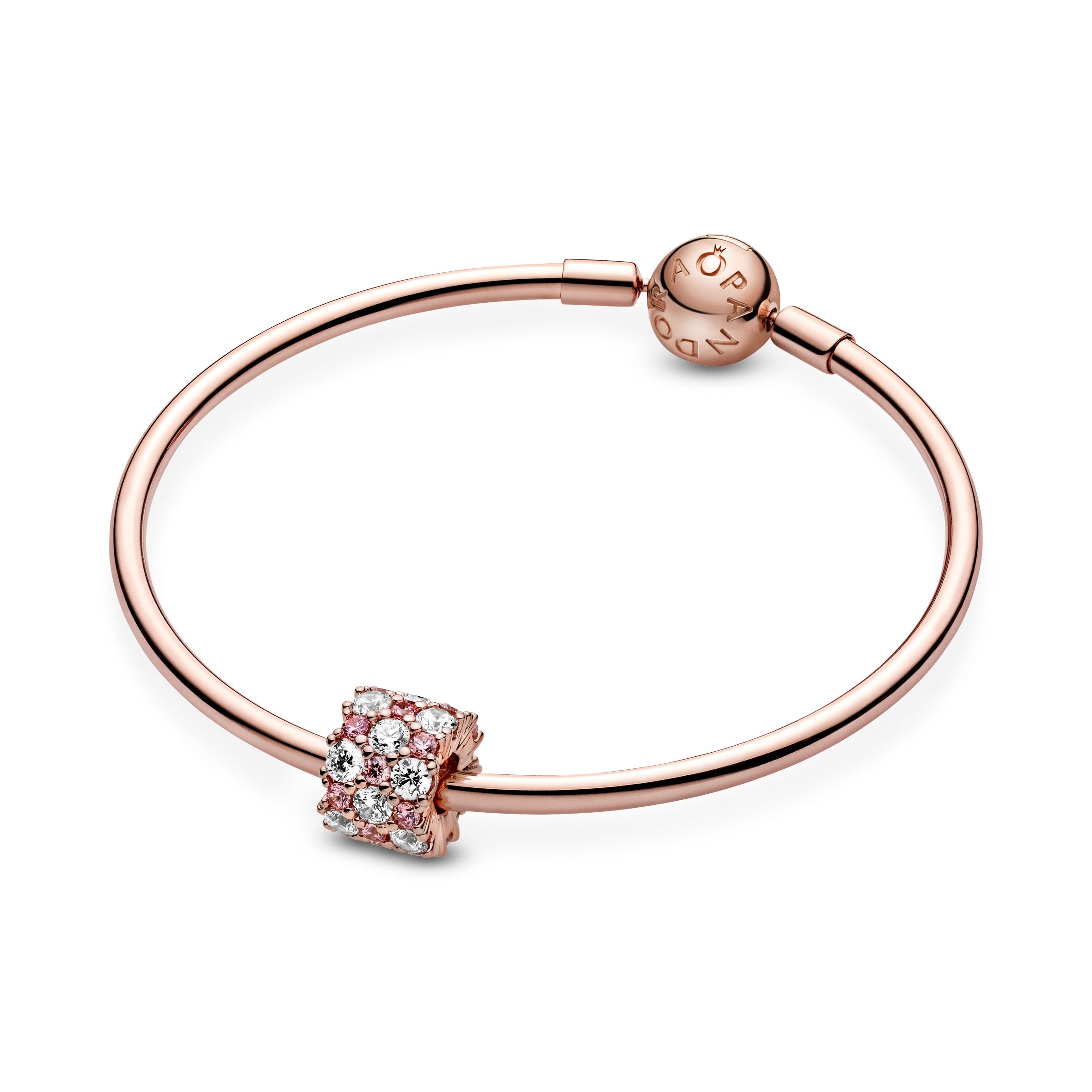 14K Rose Gold-Plated Charm With Clear And Fancy Fairy Tale Pink Cubic Zirconia