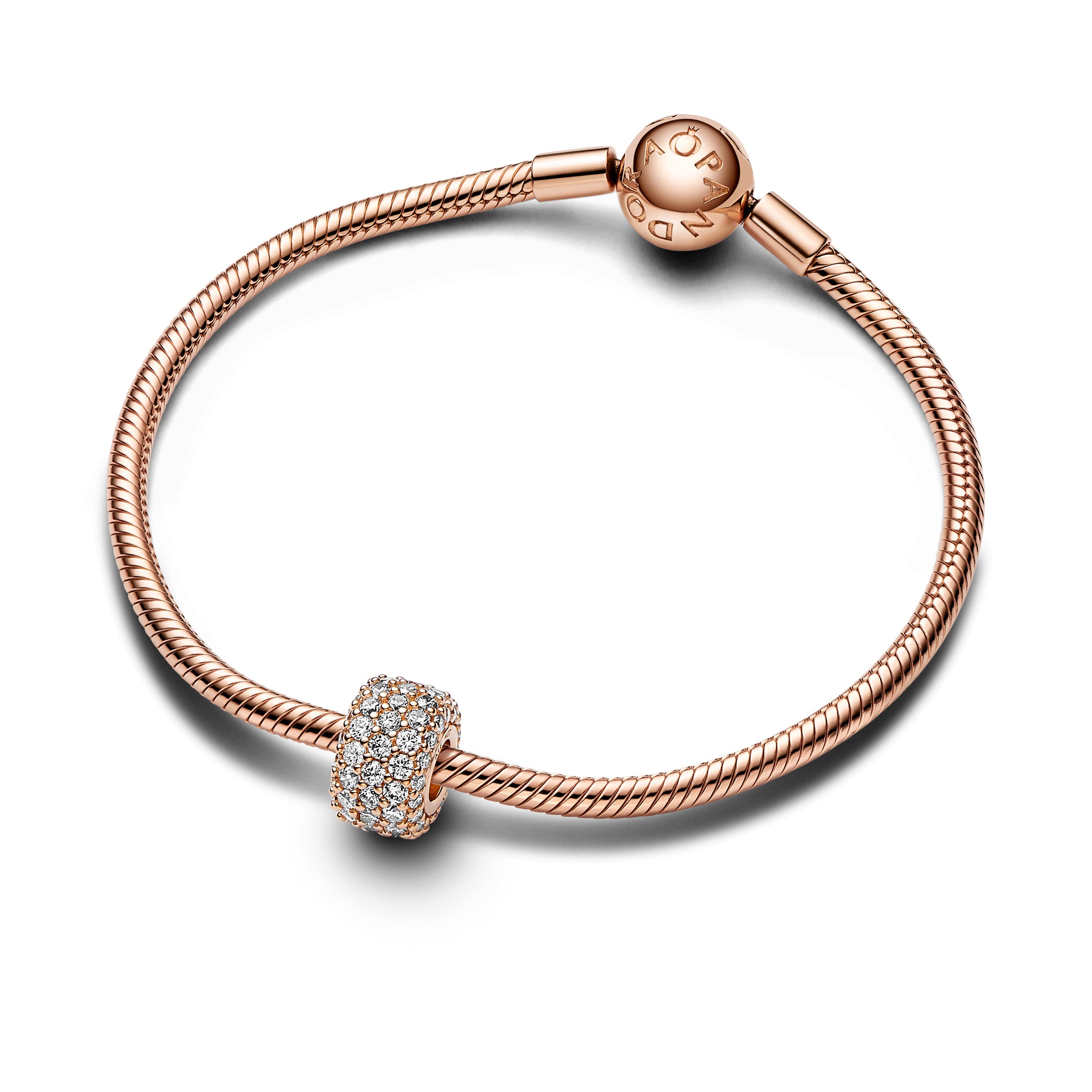 14K Rose Gold-Plated Charm With Clear Cubic Zirconia