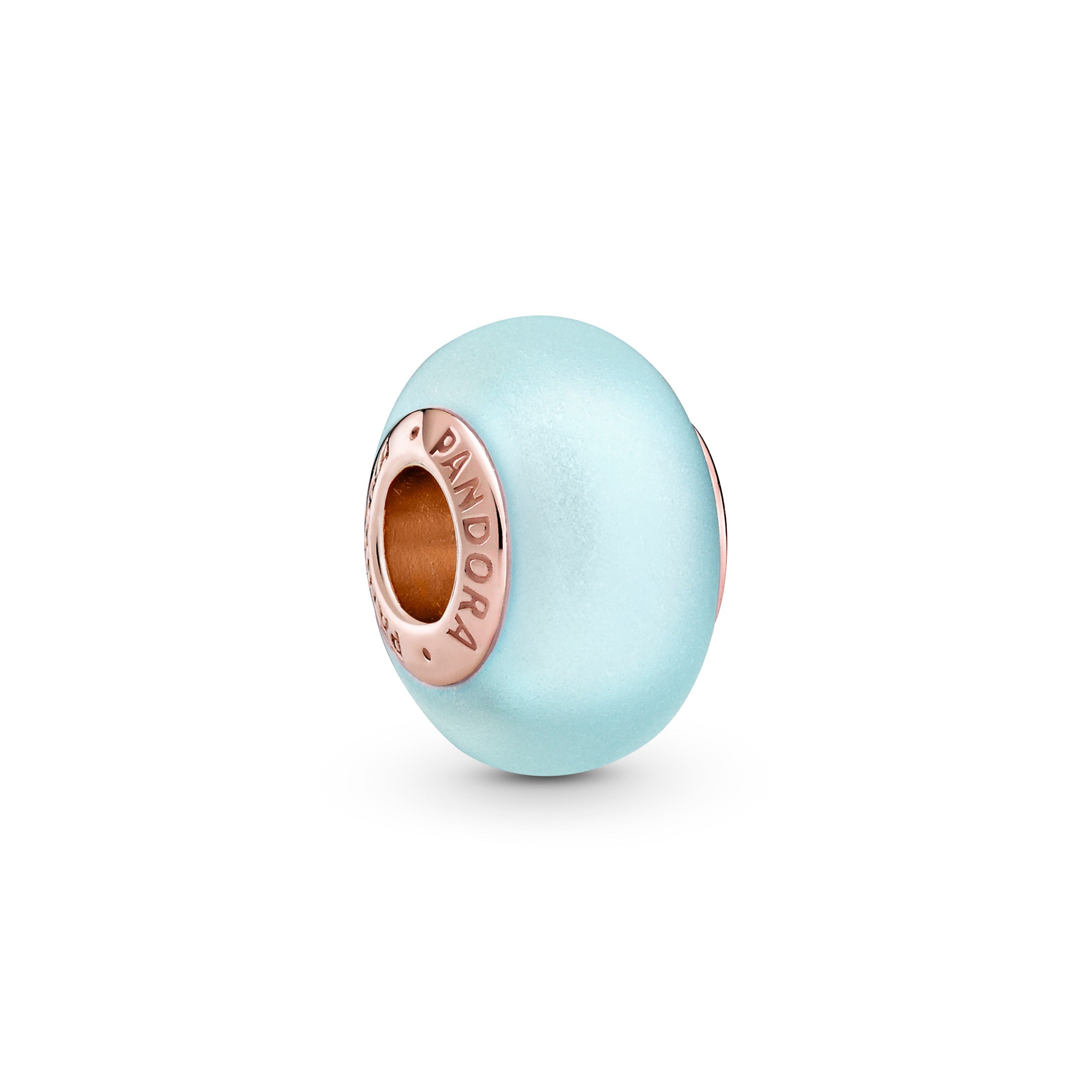 14K Rose Gold-Plated Charm With Frosted Blue Murano Glass