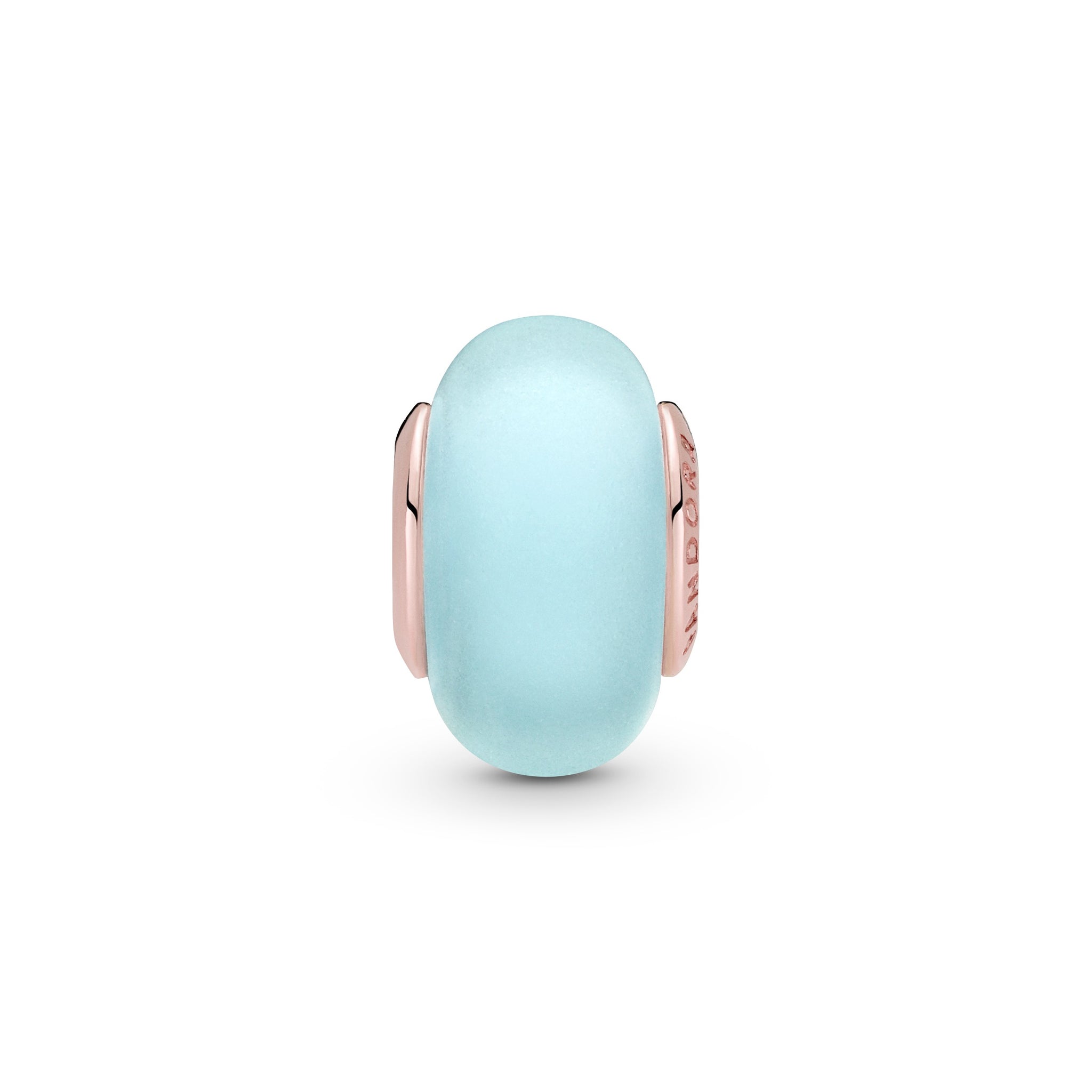14K Rose Gold-Plated Charm With Frosted Blue Murano Glass