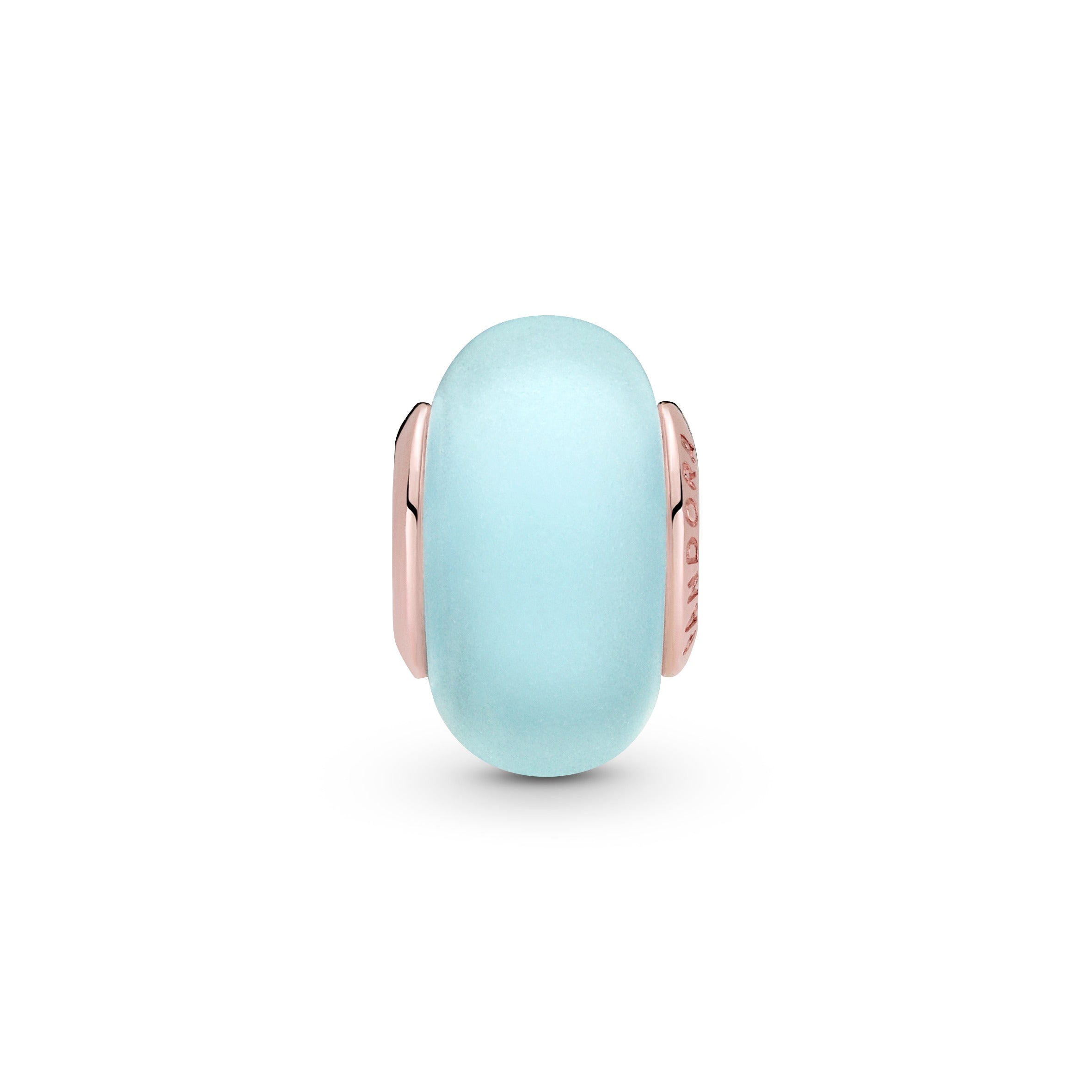 14K Rose Gold-Plated Charm With Frosted Blue Murano Glass