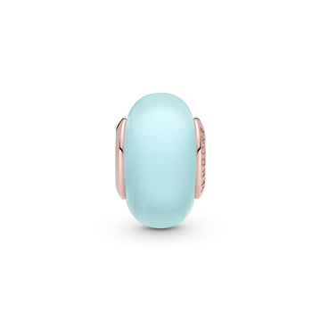14K Rose Gold-Plated Charm With Frosted Blue Murano Glass