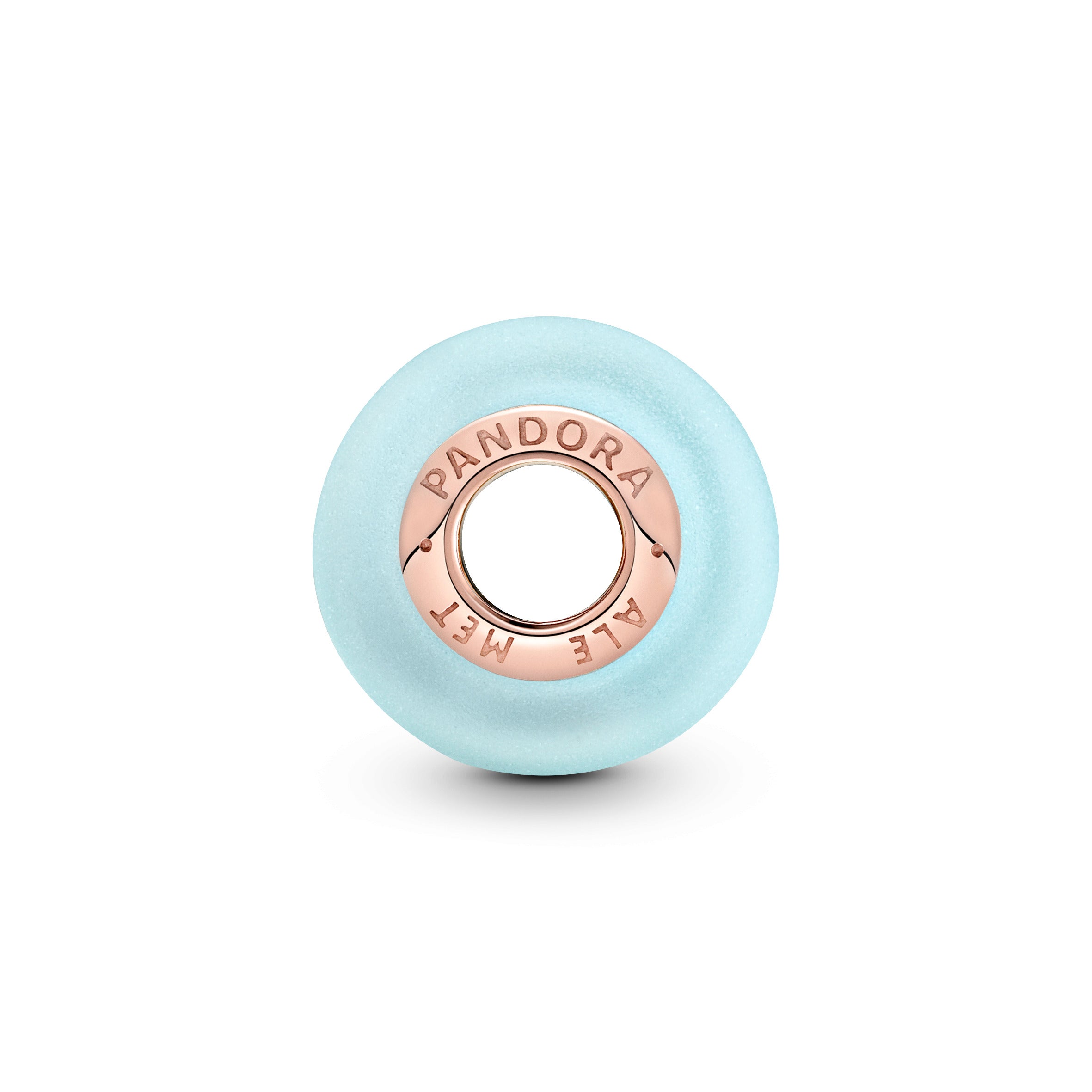 14K Rose Gold-Plated Charm With Frosted Blue Murano Glass