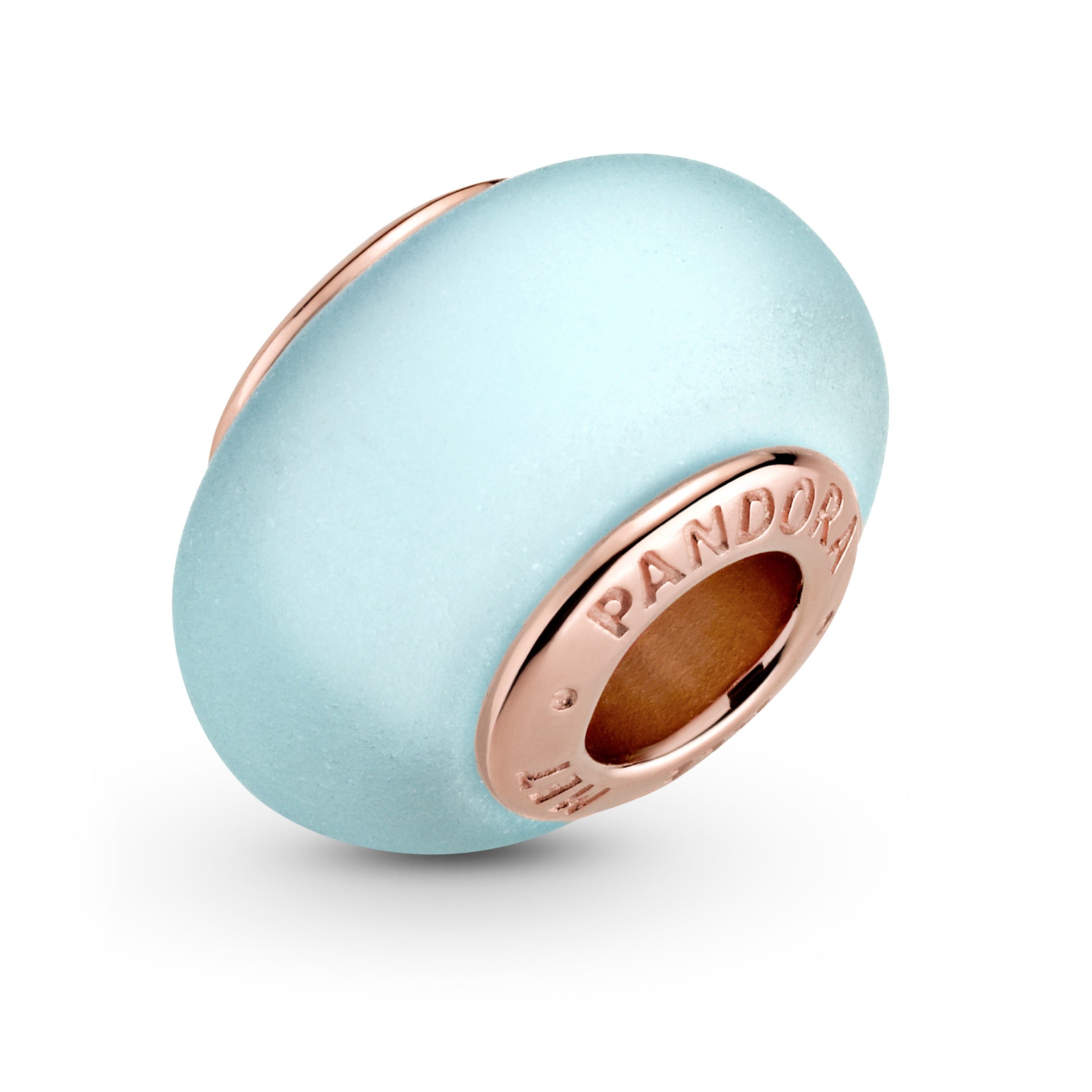 14K Rose Gold-Plated Charm With Frosted Blue Murano Glass