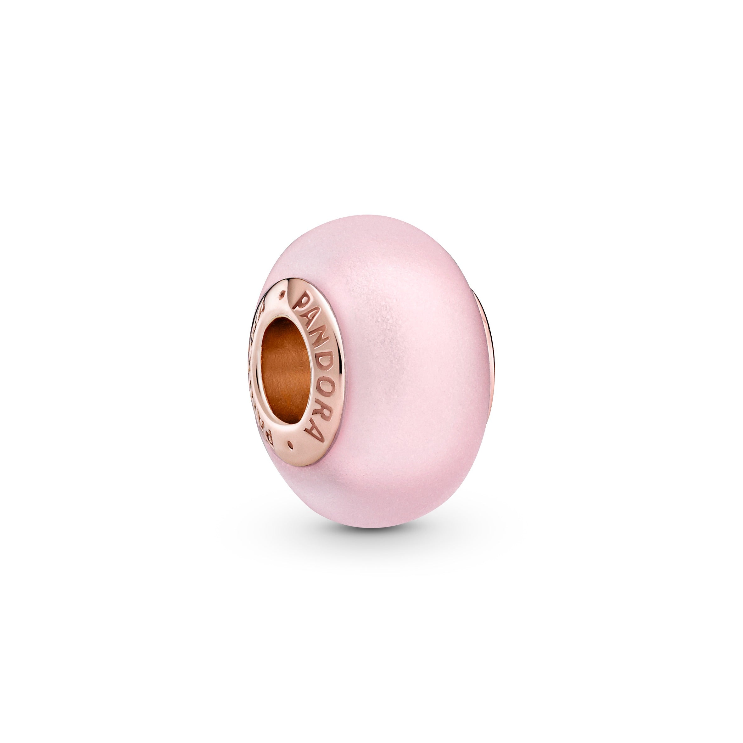 14K Rose Gold-Plated Charm With Frosted Pink Murano Glass