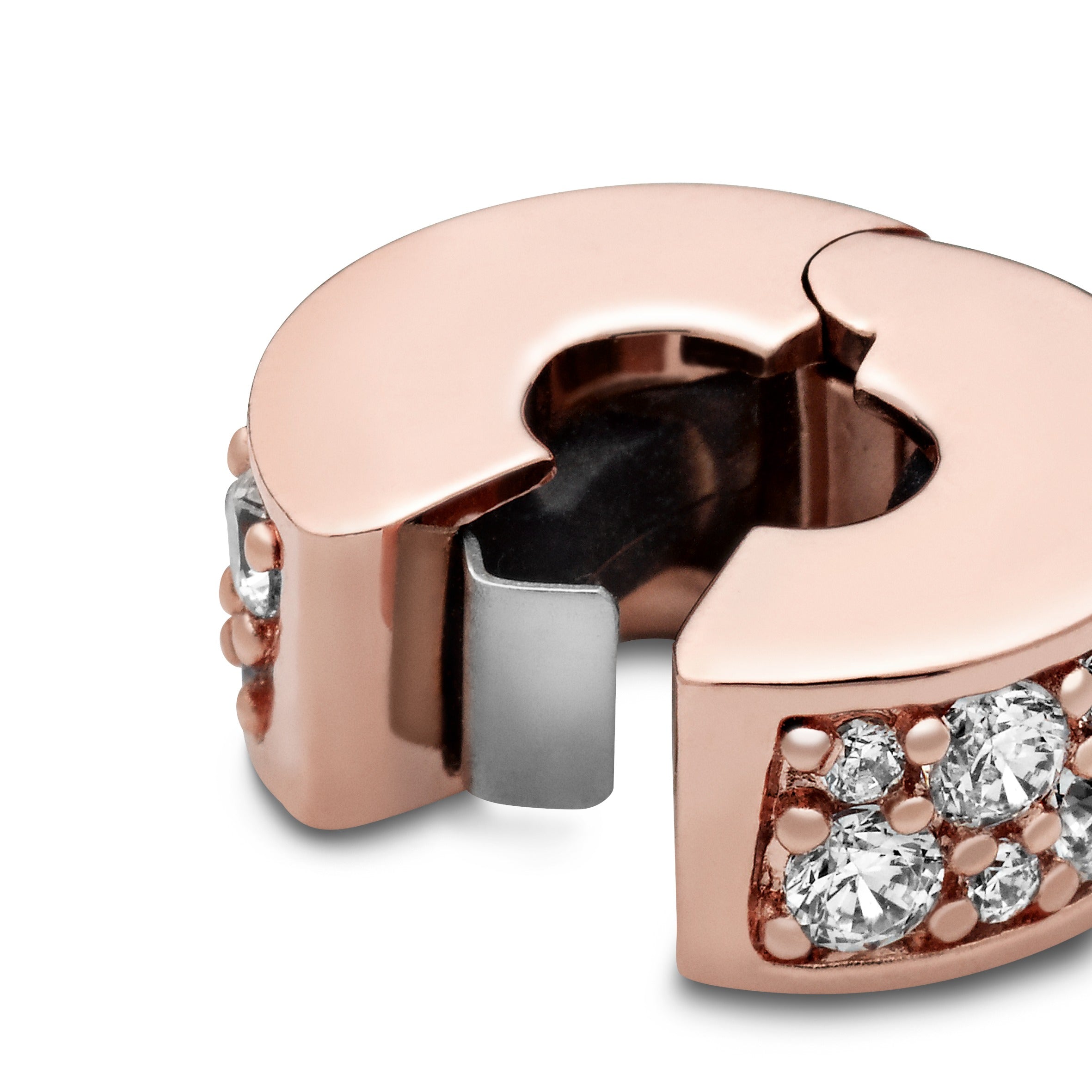 14K Rose Gold-Plated Clip With Clear Cubic Zirconia And Silicone Grip