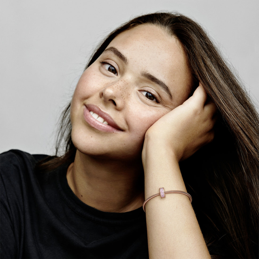 14K Rose Gold-Plated Clip With Pink Cubic Zirconia And Silicone Grip