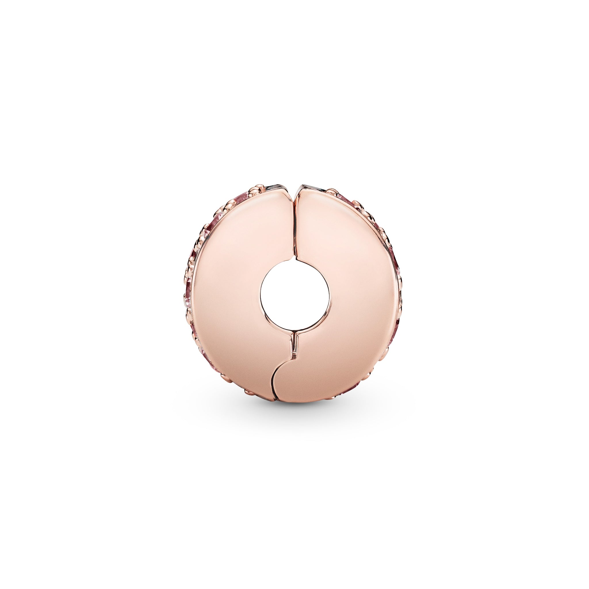 14K Rose Gold-Plated Clip With Pink Cubic Zirconia And Silicone Grip
