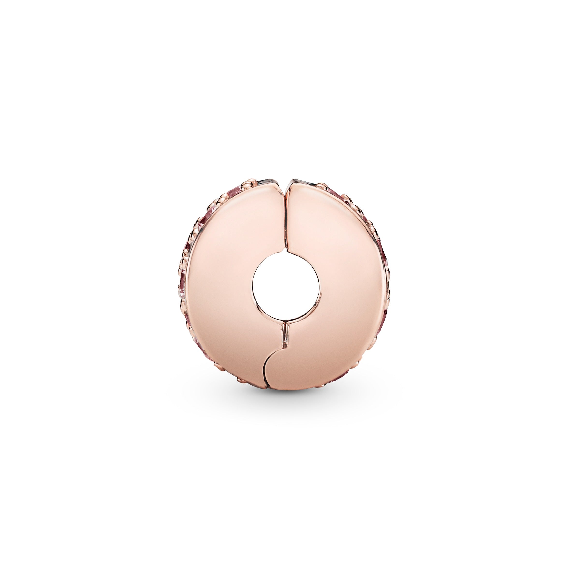 14K Rose Gold-Plated Clip With Pink Cubic Zirconia And Silicone Grip