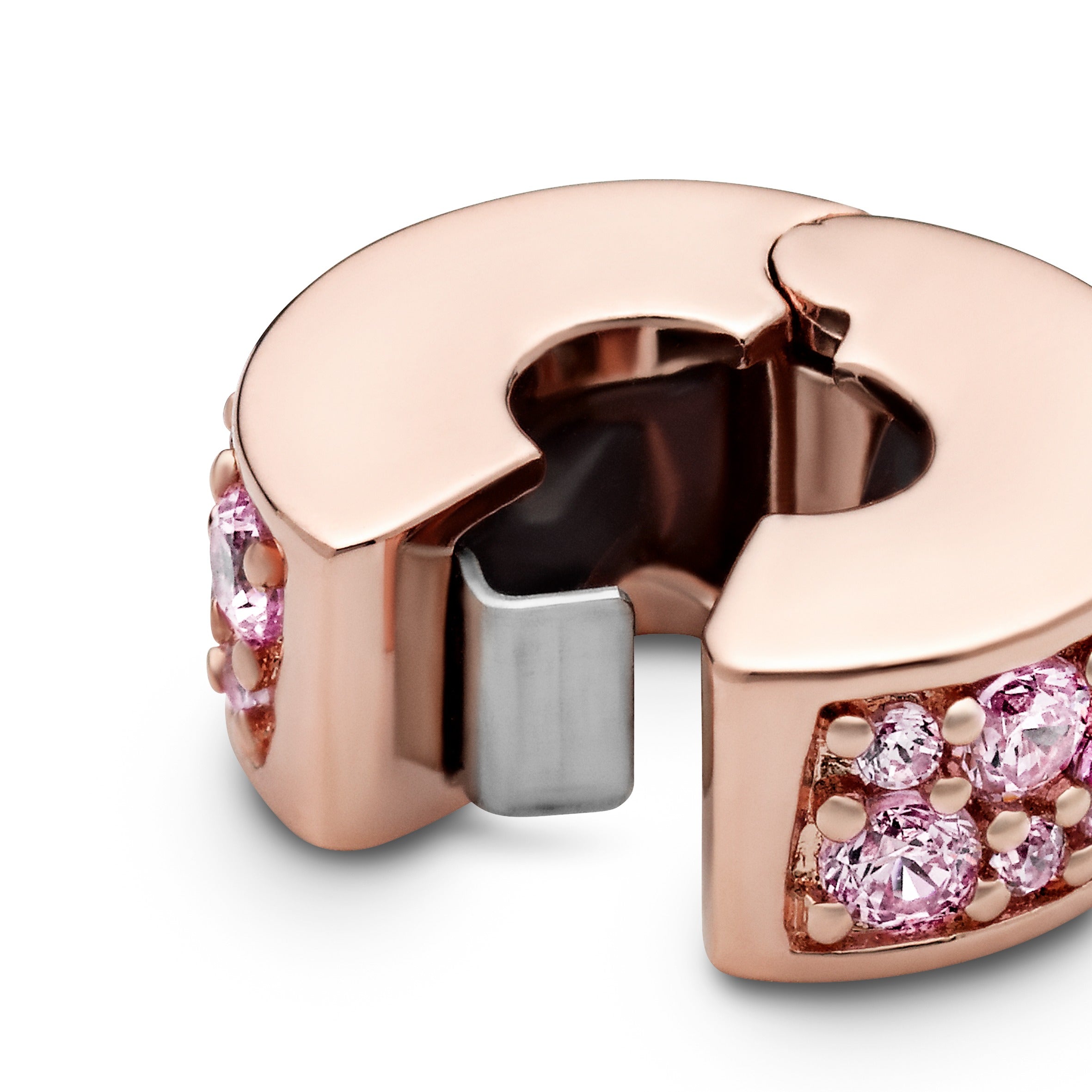 14K Rose Gold-Plated Clip With Pink Cubic Zirconia And Silicone Grip