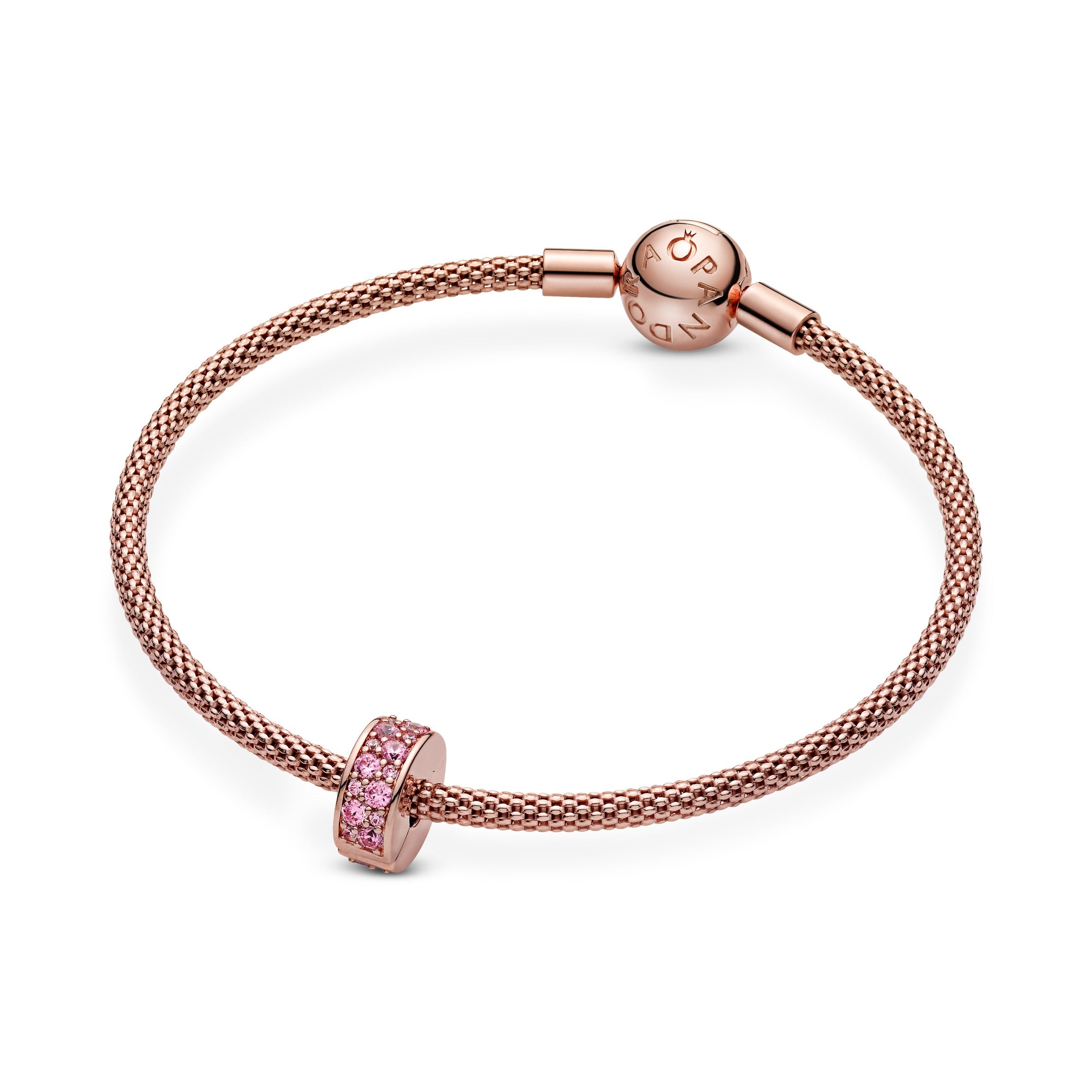 14K Rose Gold-Plated Clip With Pink Cubic Zirconia And Silicone Grip
