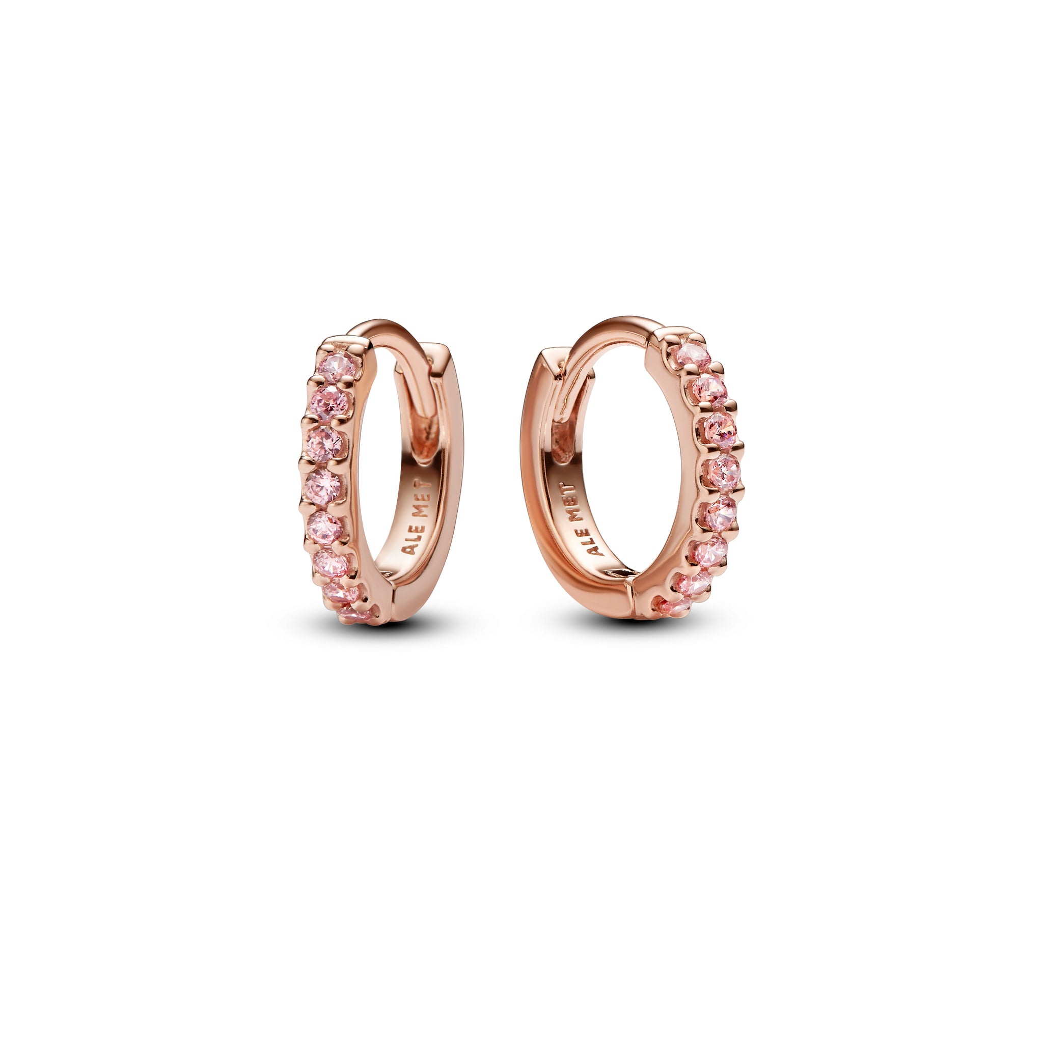 14K Rose Gold-Plated Huggie Hoop Earrings With Fancy Fairy Tale Pink Cubic Zirconia