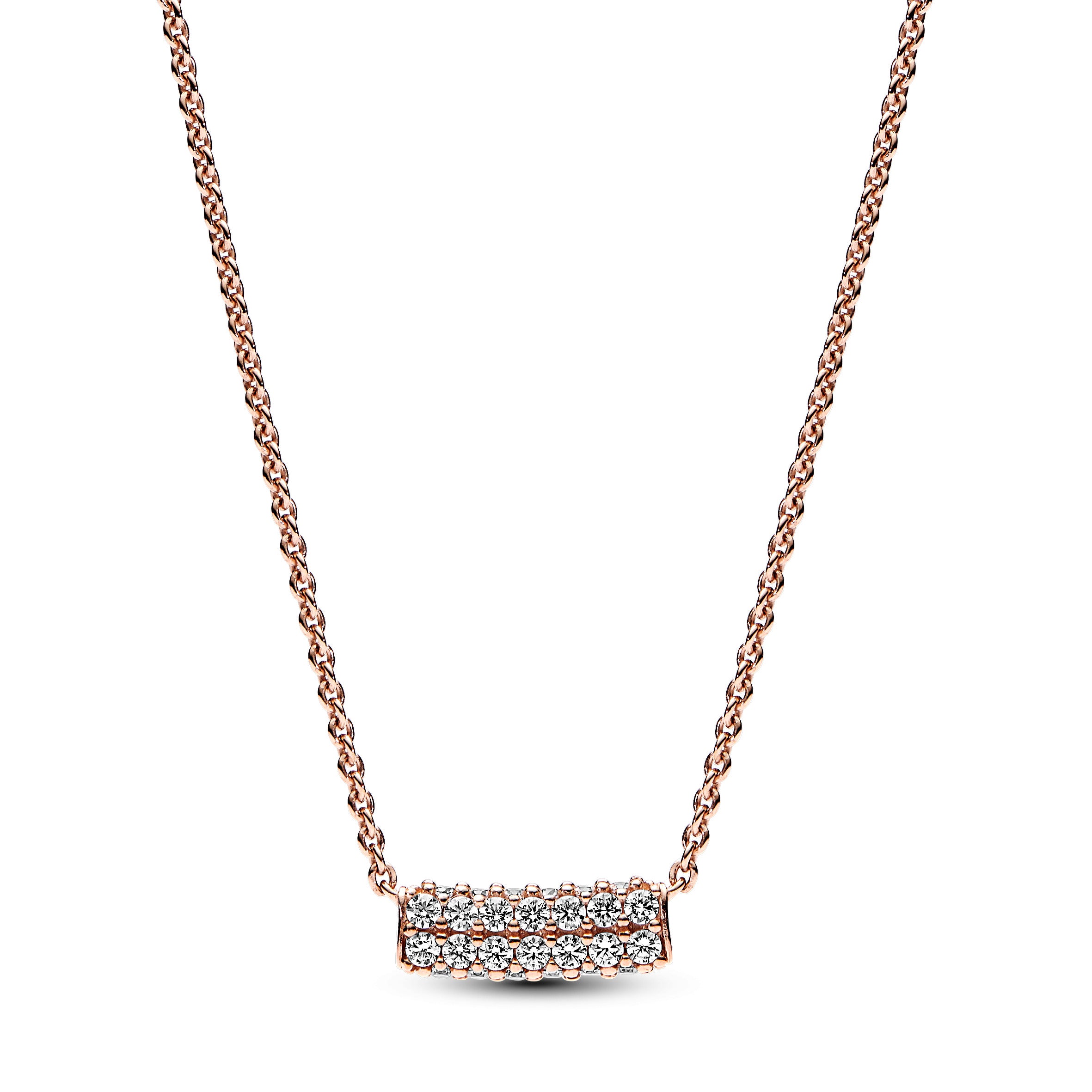 14K Rose Gold-Plated Necklace With Clear Cubic Zirconia