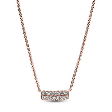 14K Rose Gold-Plated Necklace With Clear Cubic Zirconia