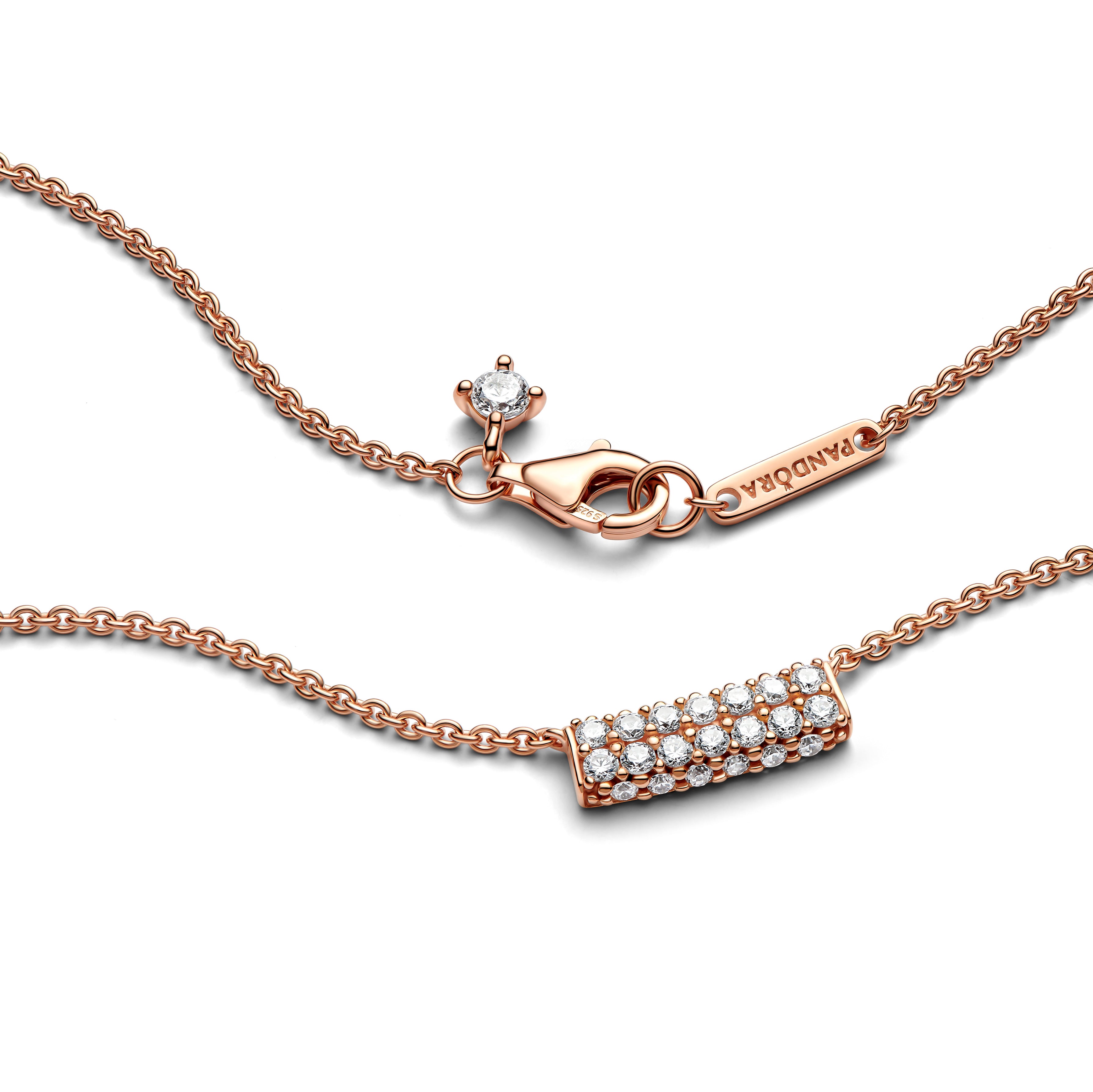 14K Rose Gold-Plated Necklace With Clear Cubic Zirconia
