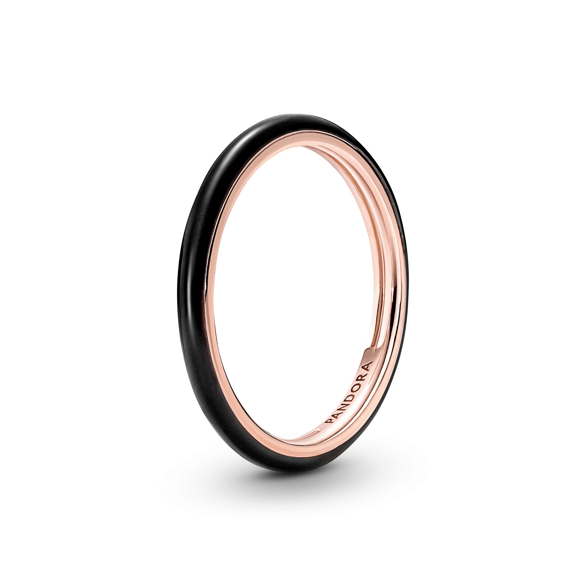 14K Rose Gold-Plated Ring With Black Enamel