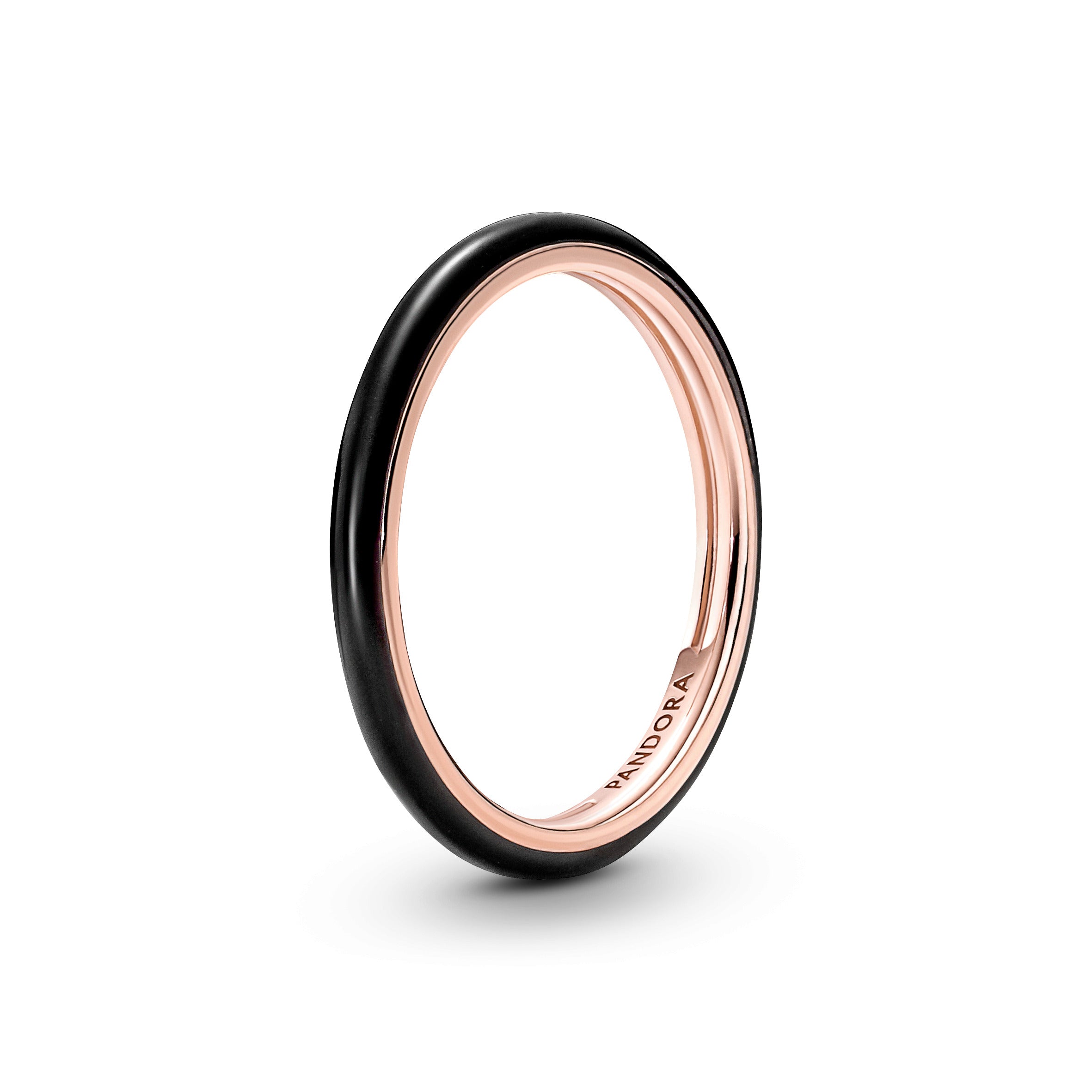 14K Rose Gold-Plated Ring With Black Enamel