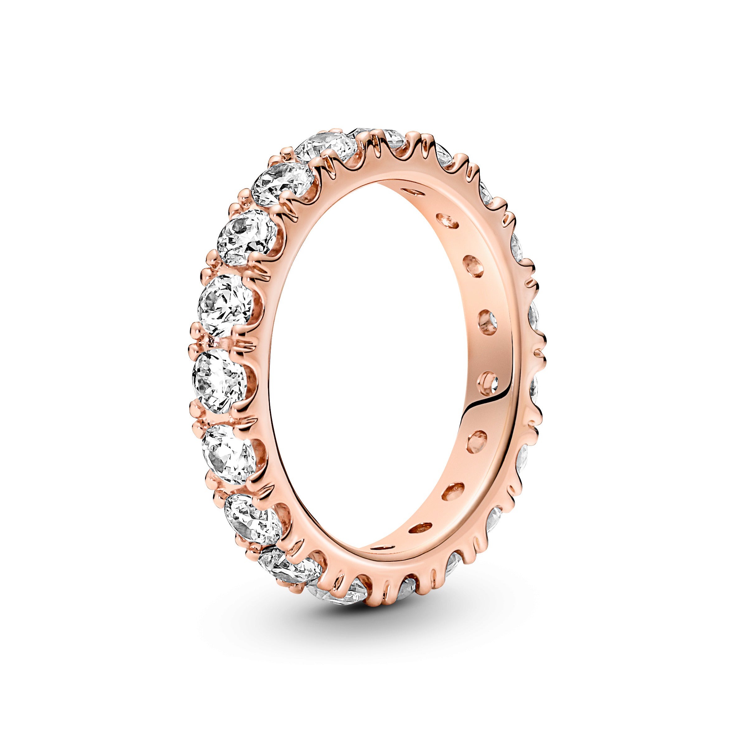 14K Rose Gold-Plated Ring With Clear Cubic Zirconia