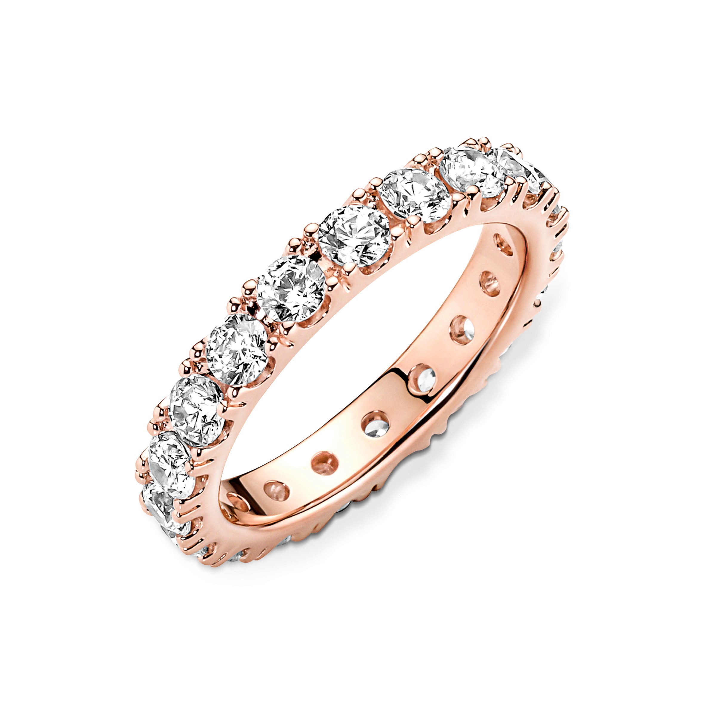 14K Rose Gold-Plated Ring With Clear Cubic Zirconia