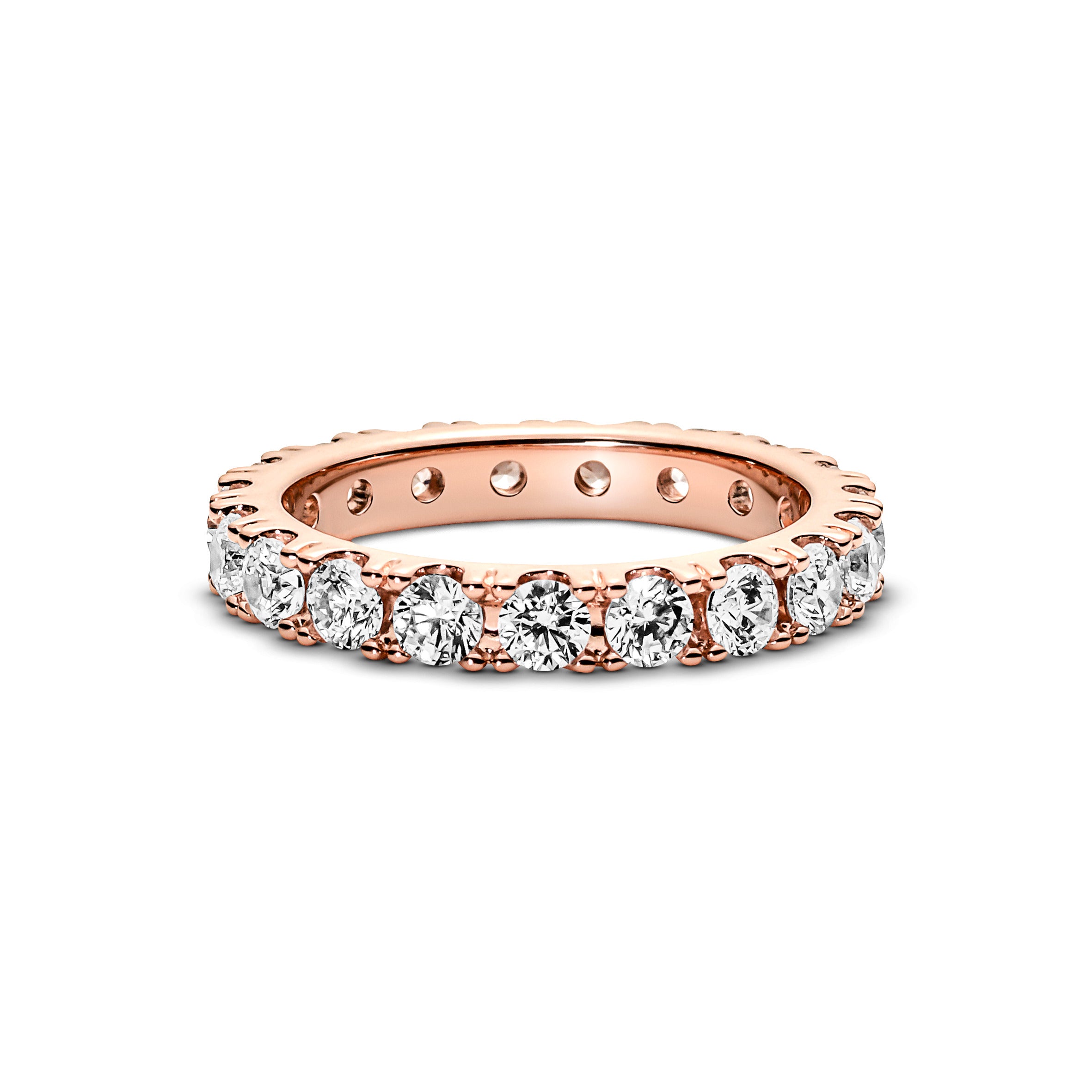 14K Rose Gold-Plated Ring With Clear Cubic Zirconia