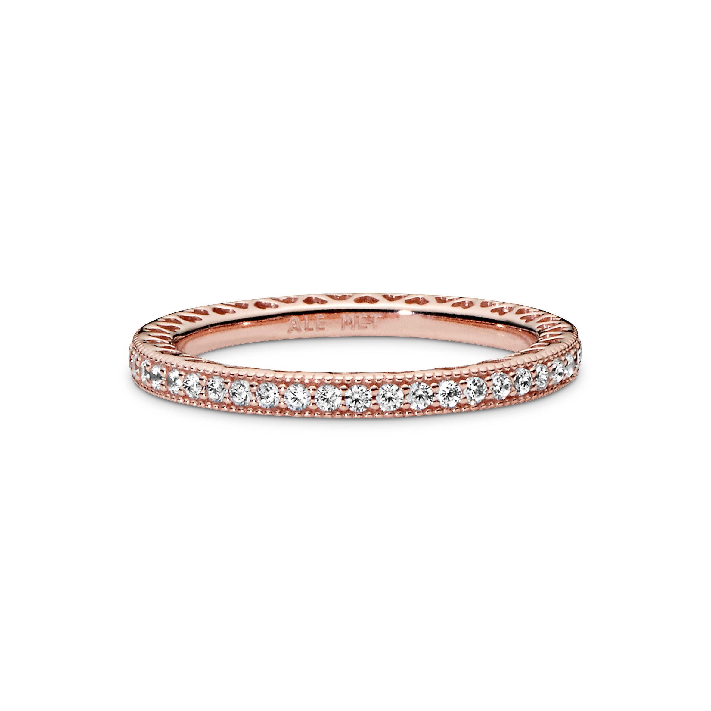 14K Rose Gold-Plated Ring With Clear Cubic Zirconia