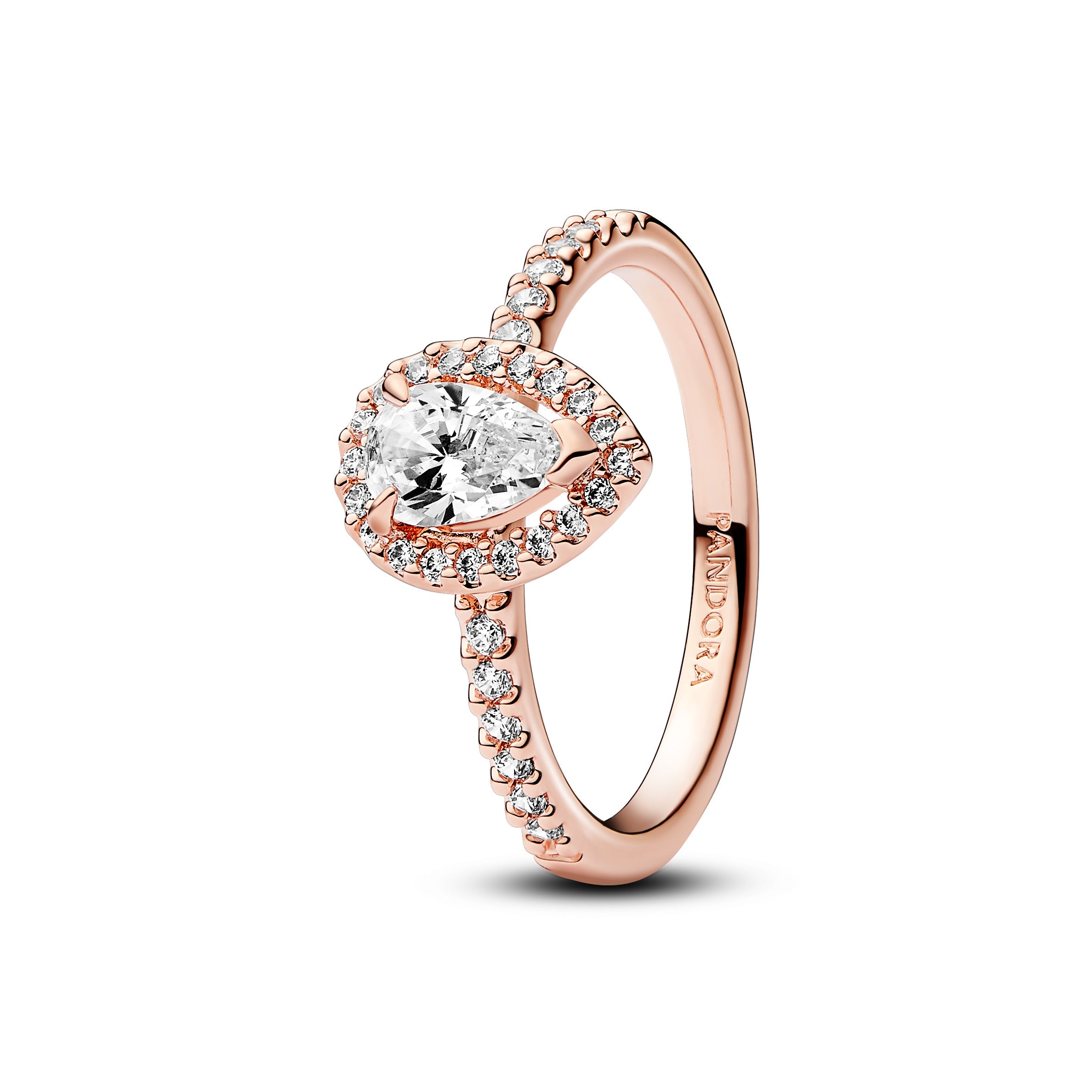 14K Rose Gold-Plated Ring With Clear Cubic Zirconia