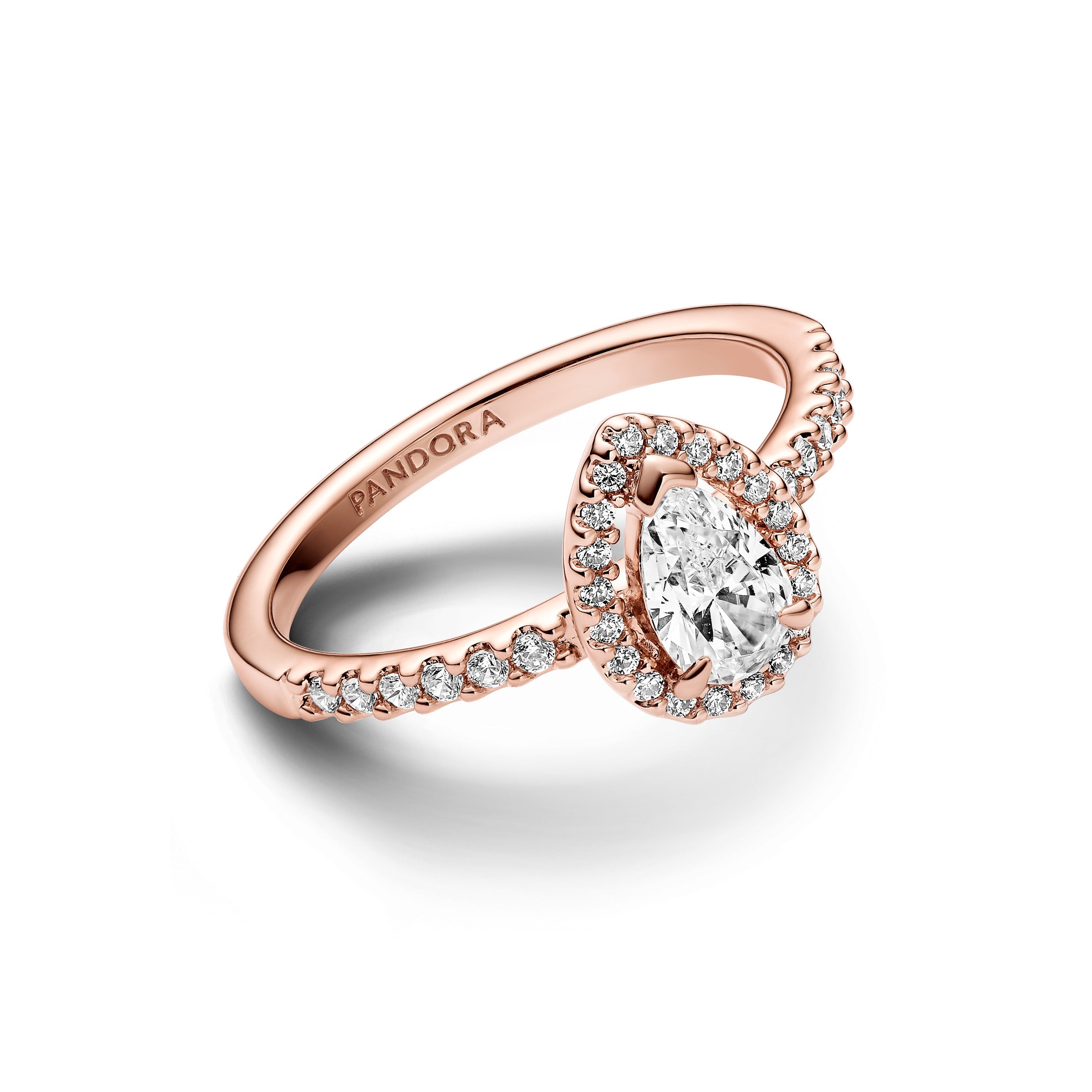 14K Rose Gold-Plated Ring With Clear Cubic Zirconia