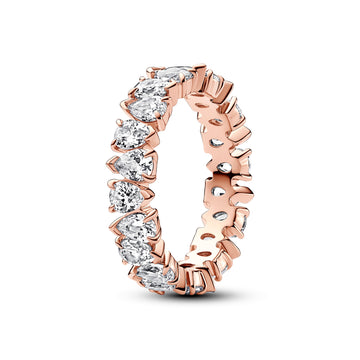 14K Rose Gold-Plated Ring With Clear Cubic Zirconia