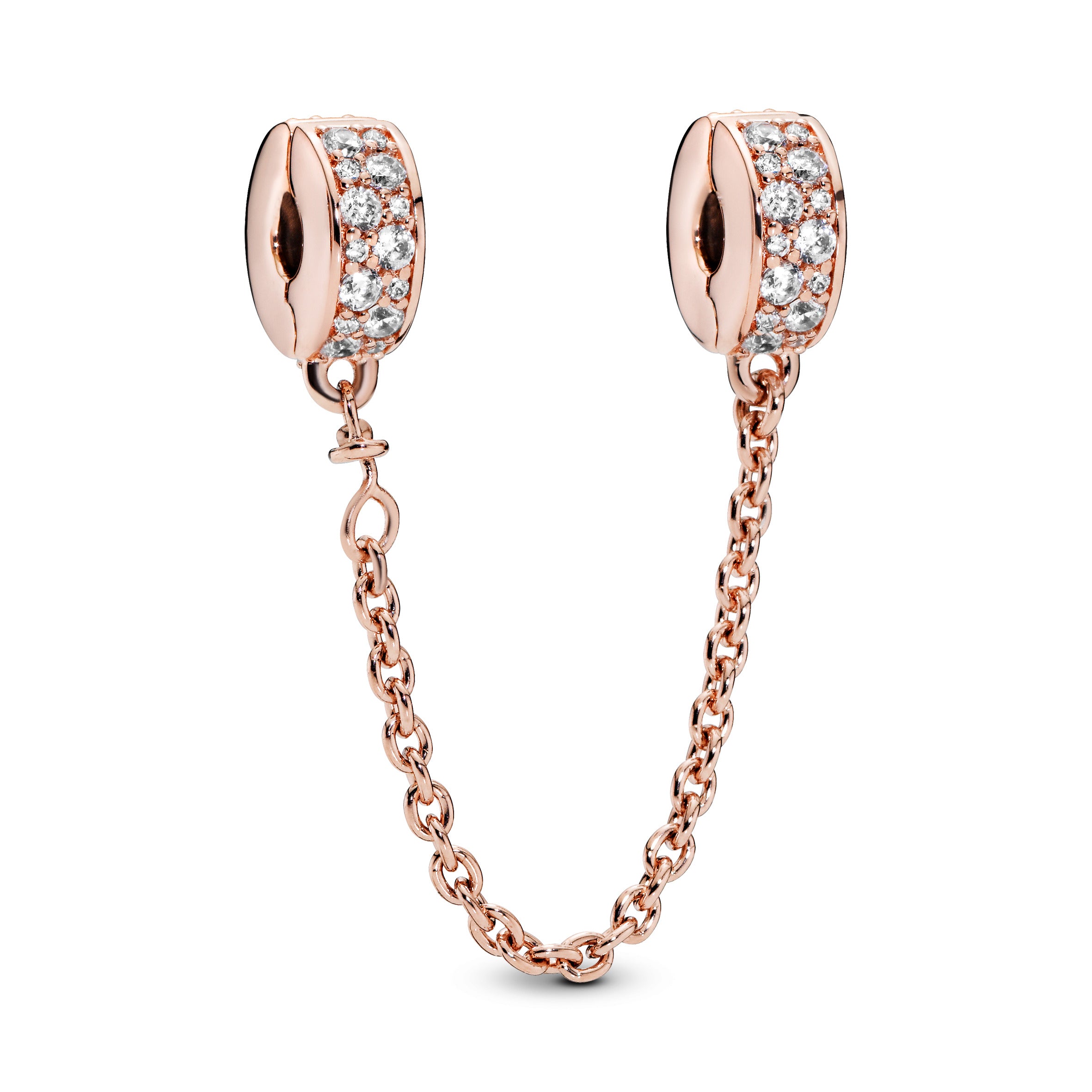 14K Rose Gold-Plated Safety Chain With Clear Cubic Zirconia And Silicone Grip