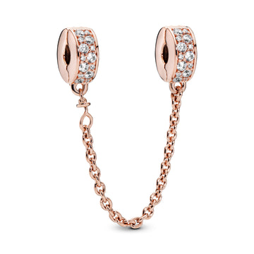 14K Rose Gold-Plated Safety Chain With Clear Cubic Zirconia And Silicone Grip