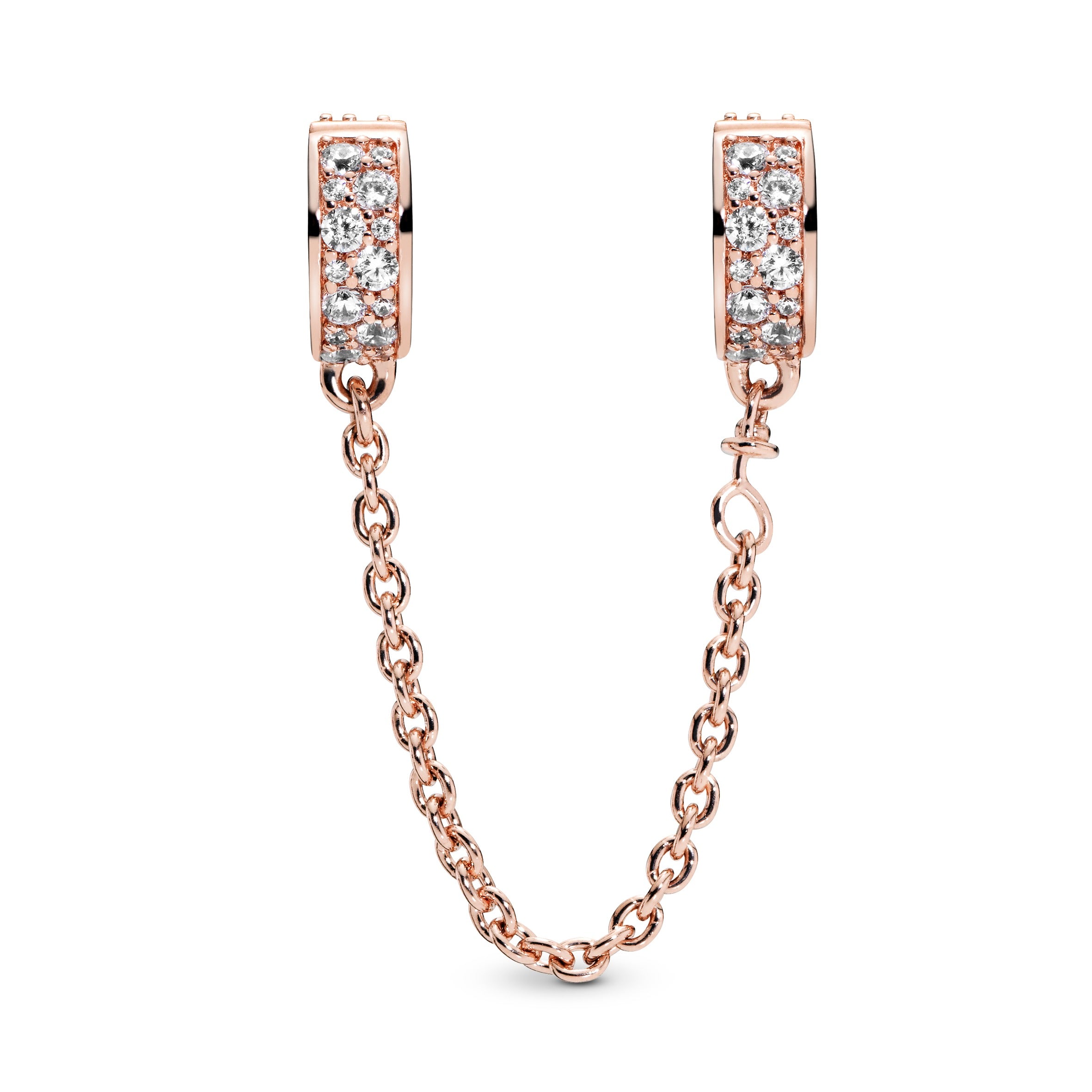 14K Rose Gold-Plated Safety Chain With Clear Cubic Zirconia And Silicone Grip