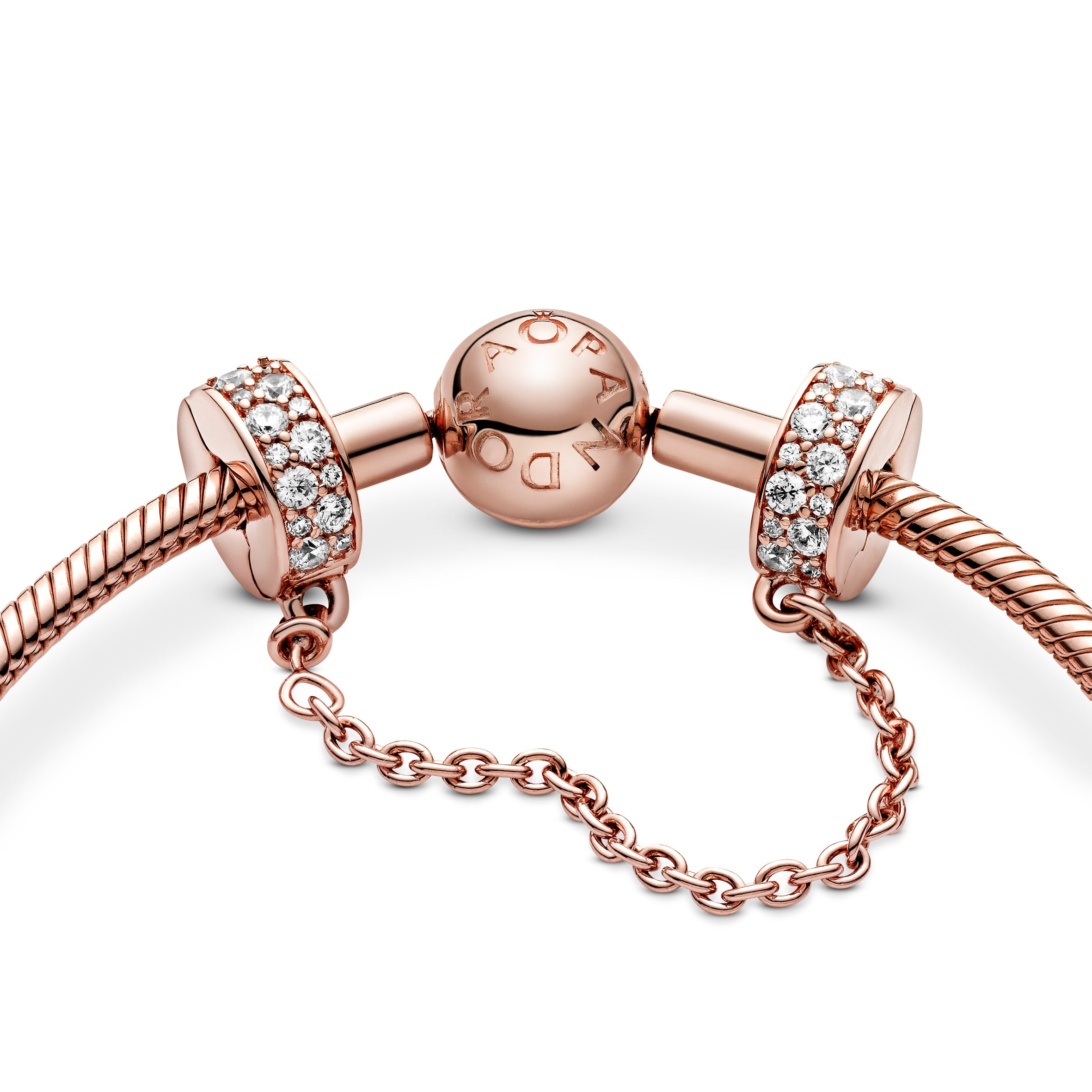 14K Rose Gold-Plated Safety Chain With Clear Cubic Zirconia And Silicone Grip