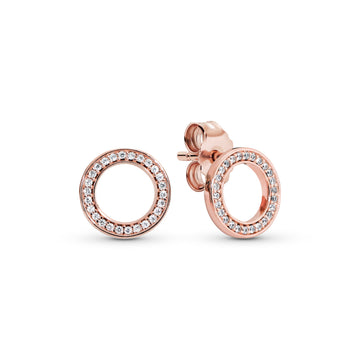 14K Rose Gold-Plated Stud Earrings With Clear Cubic Zirconia