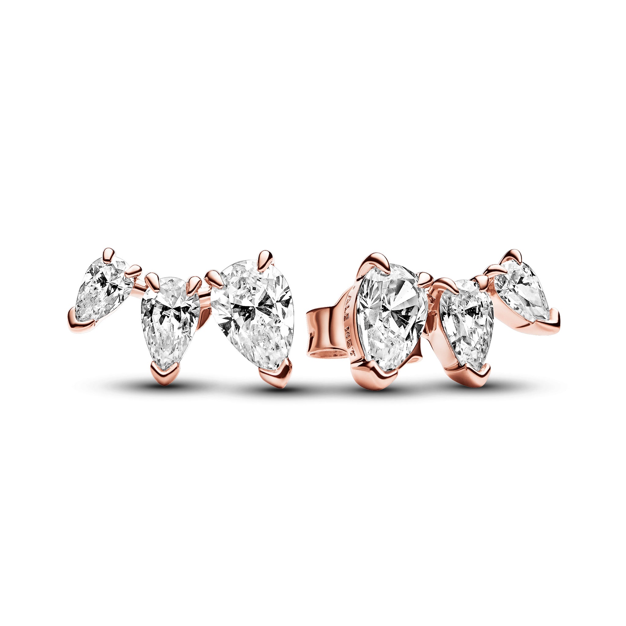 14K Rose Gold-Plated Stud Earrings With Clear Cubic Zirconia