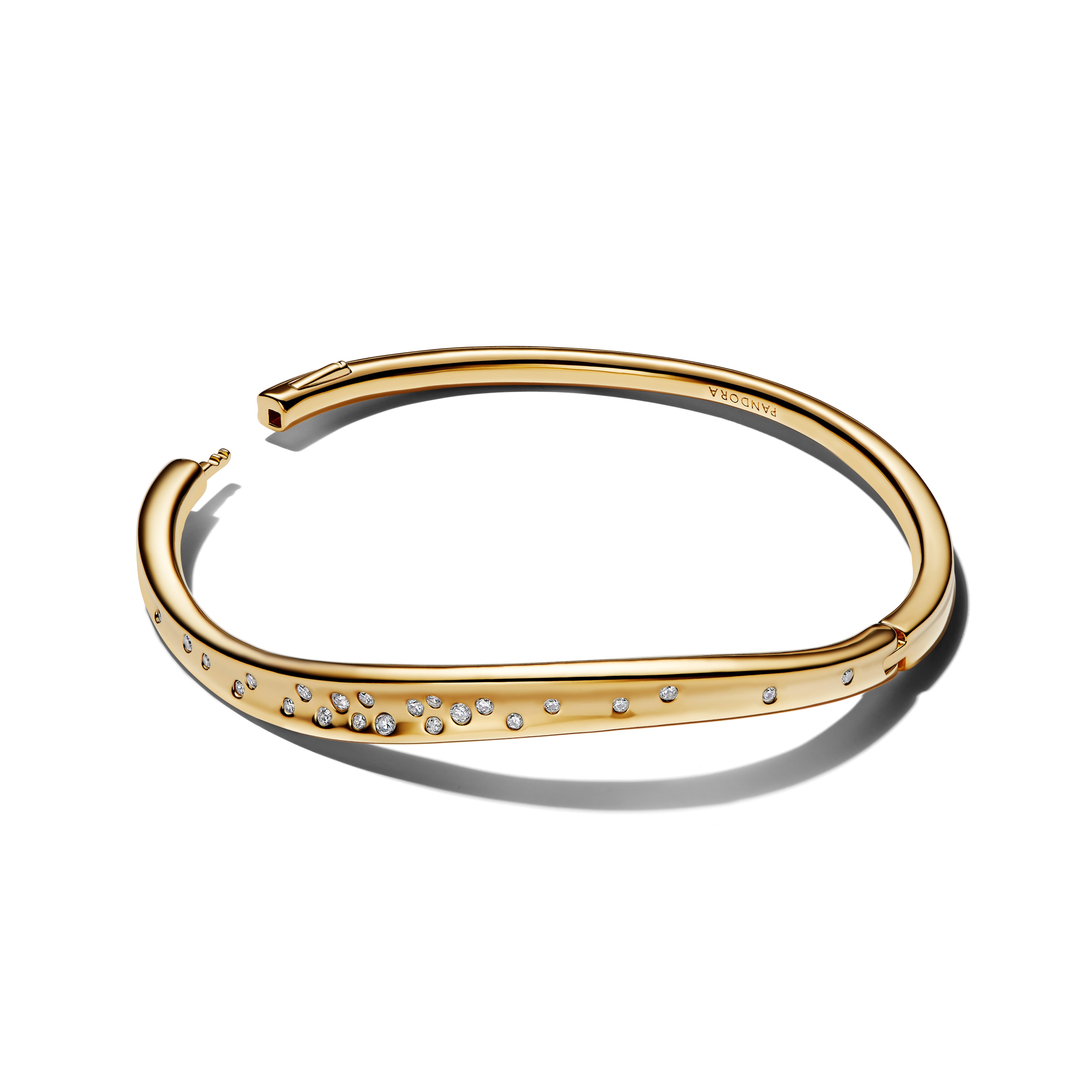 14K Gold-Plated Bangle With Clear Cubic Zirconia