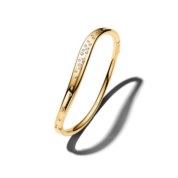 14K Gold-Plated Bangle With Clear Cubic Zirconia