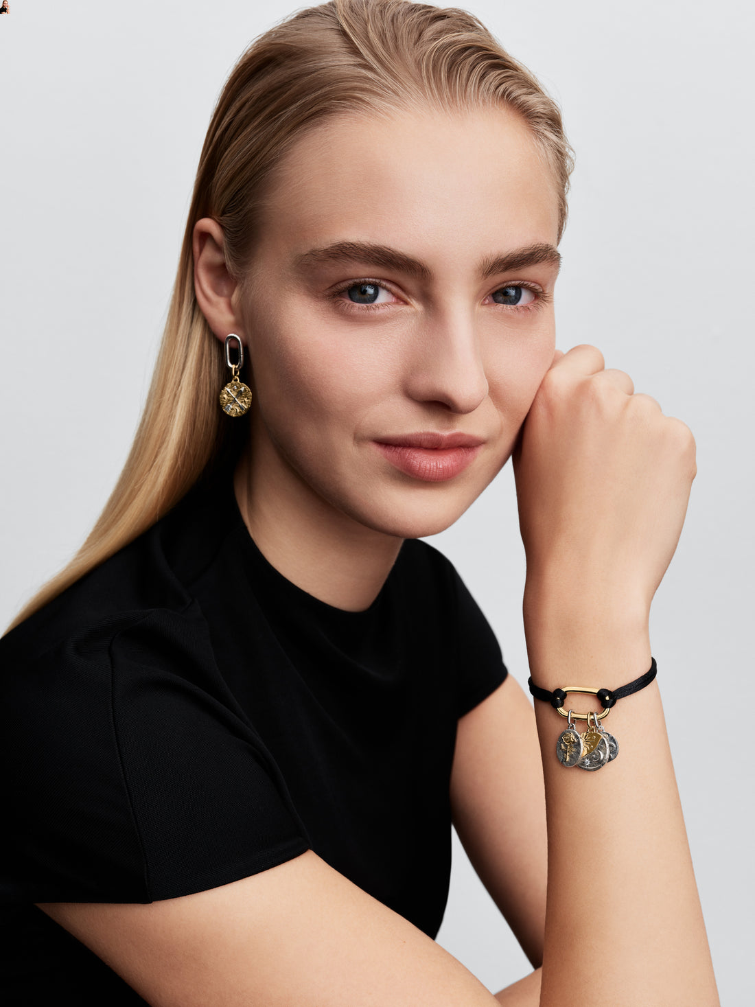 14K Gold-Plated Bracelet With Black Cord