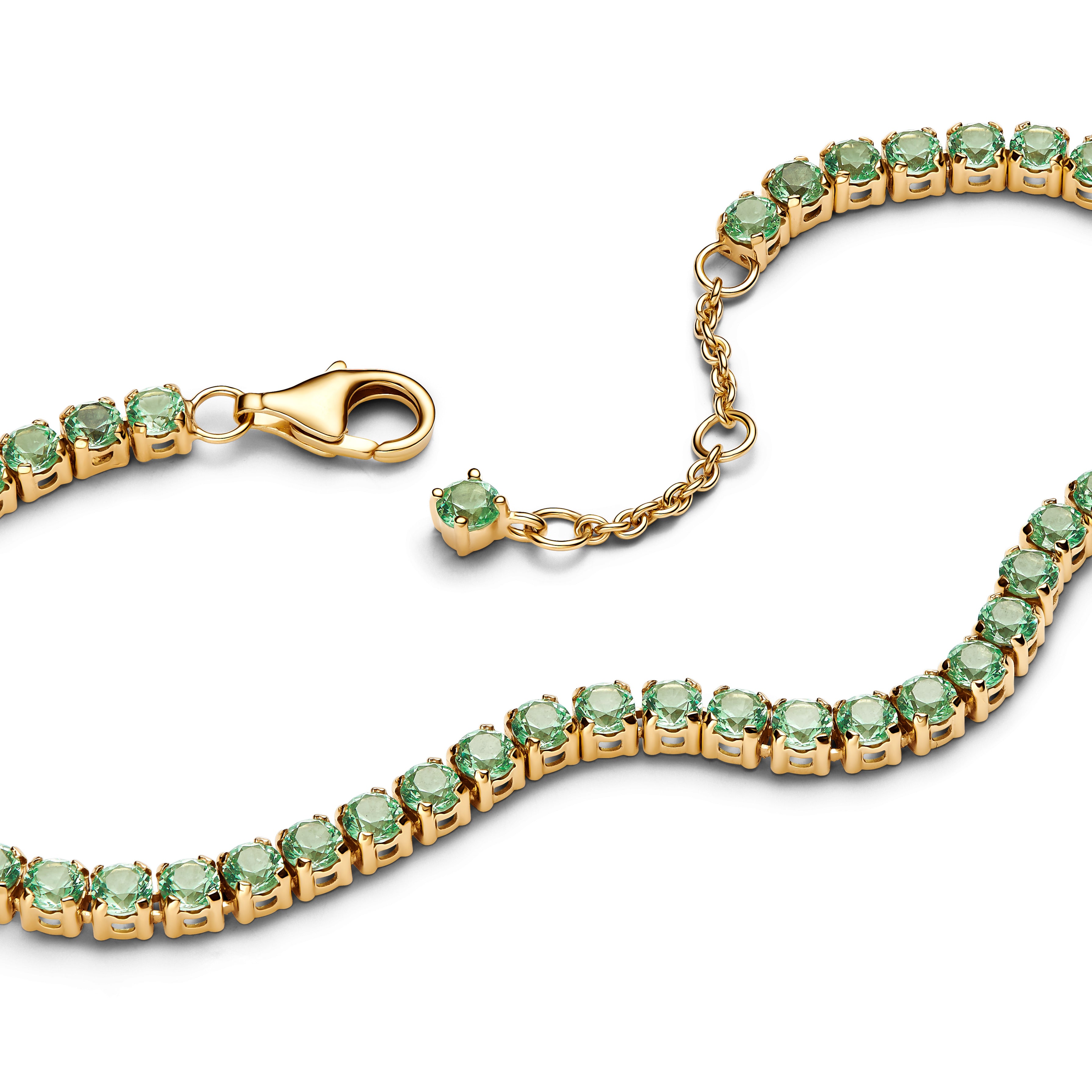 14K Gold-Plated Bracelet With Mint Green Crystal