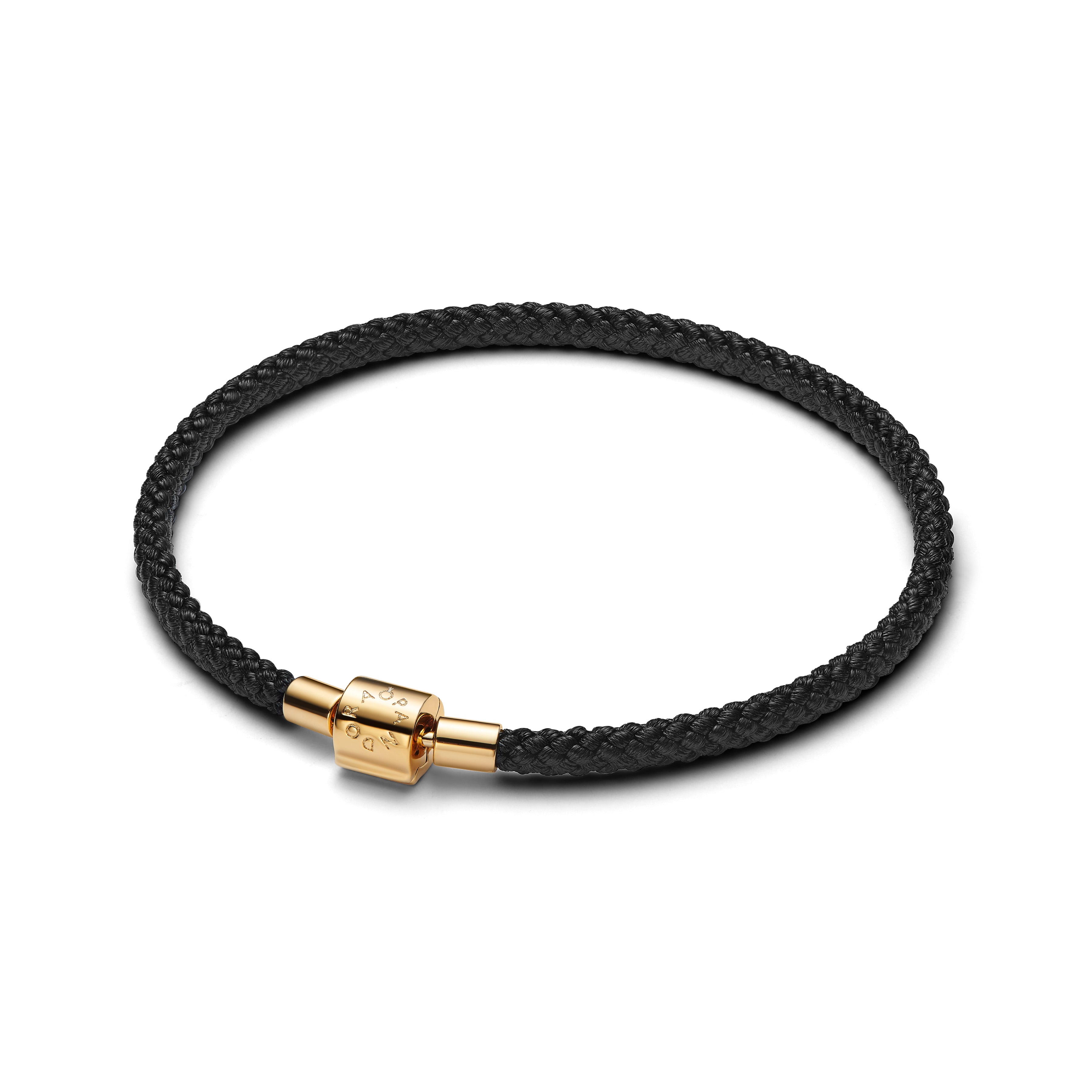 14K Gold-Plated Bracelet With Shimmering Black Cord
