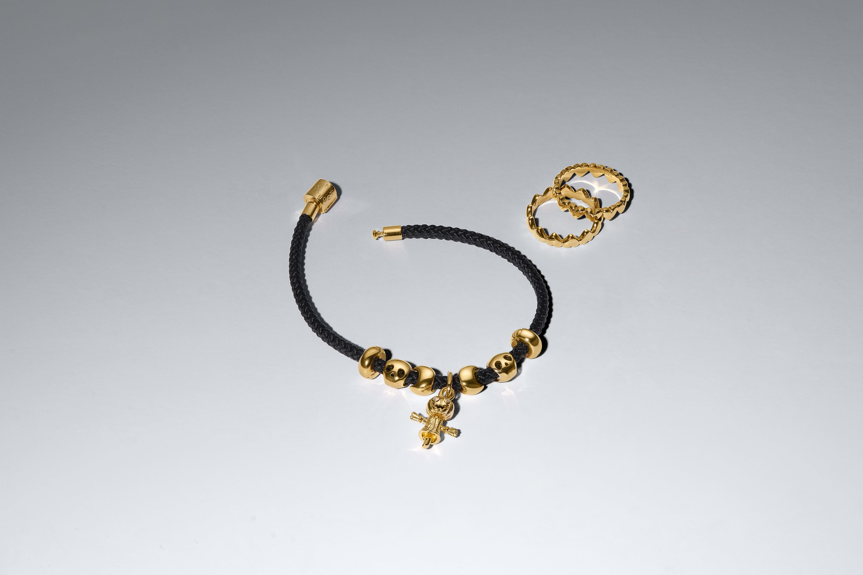 14K Gold-Plated Bracelet With Shimmering Black Cord