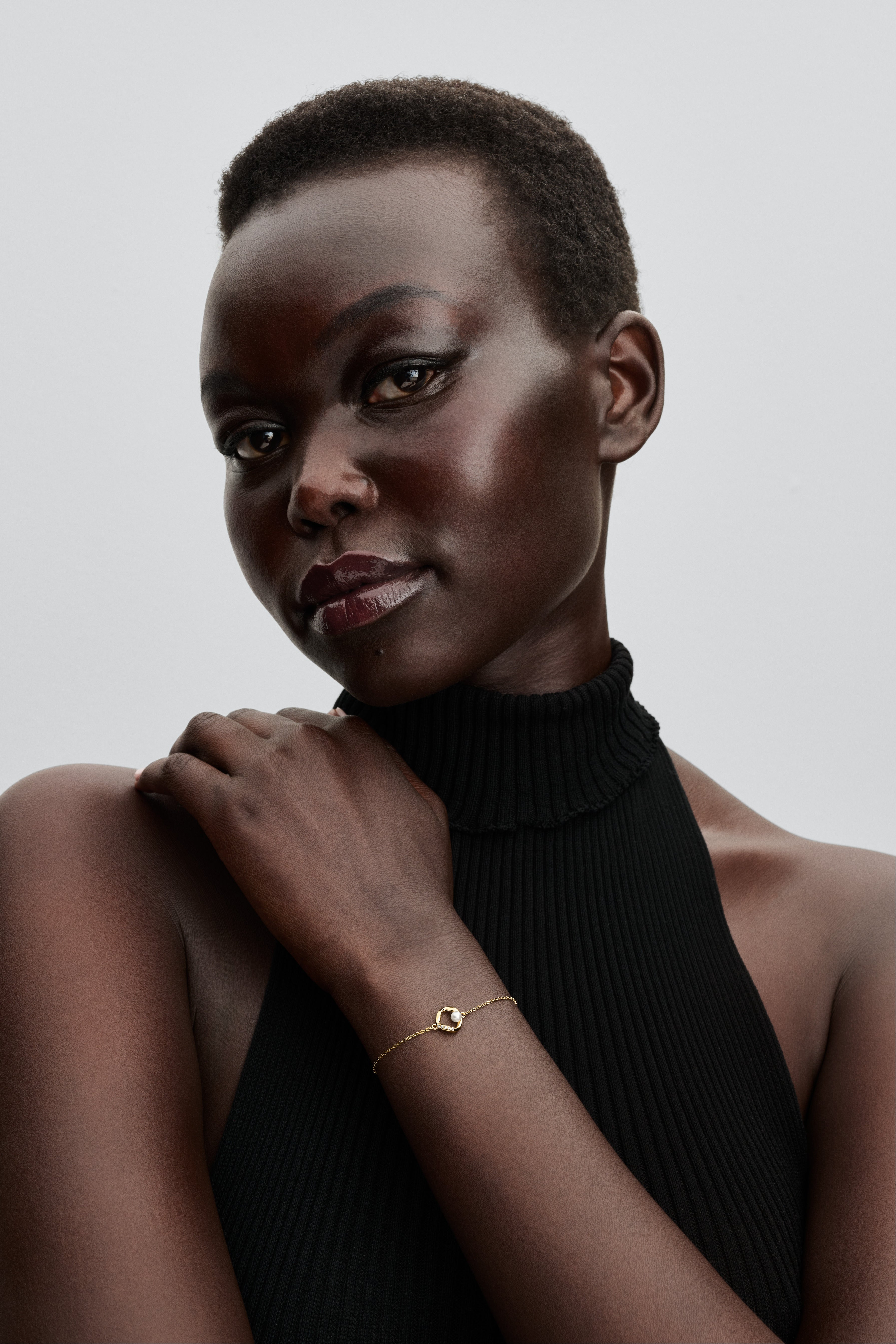 14K Gold-Plated Bracelet With Treated White Freshwater Cultured Pearl And Clear Cubic Zirconia